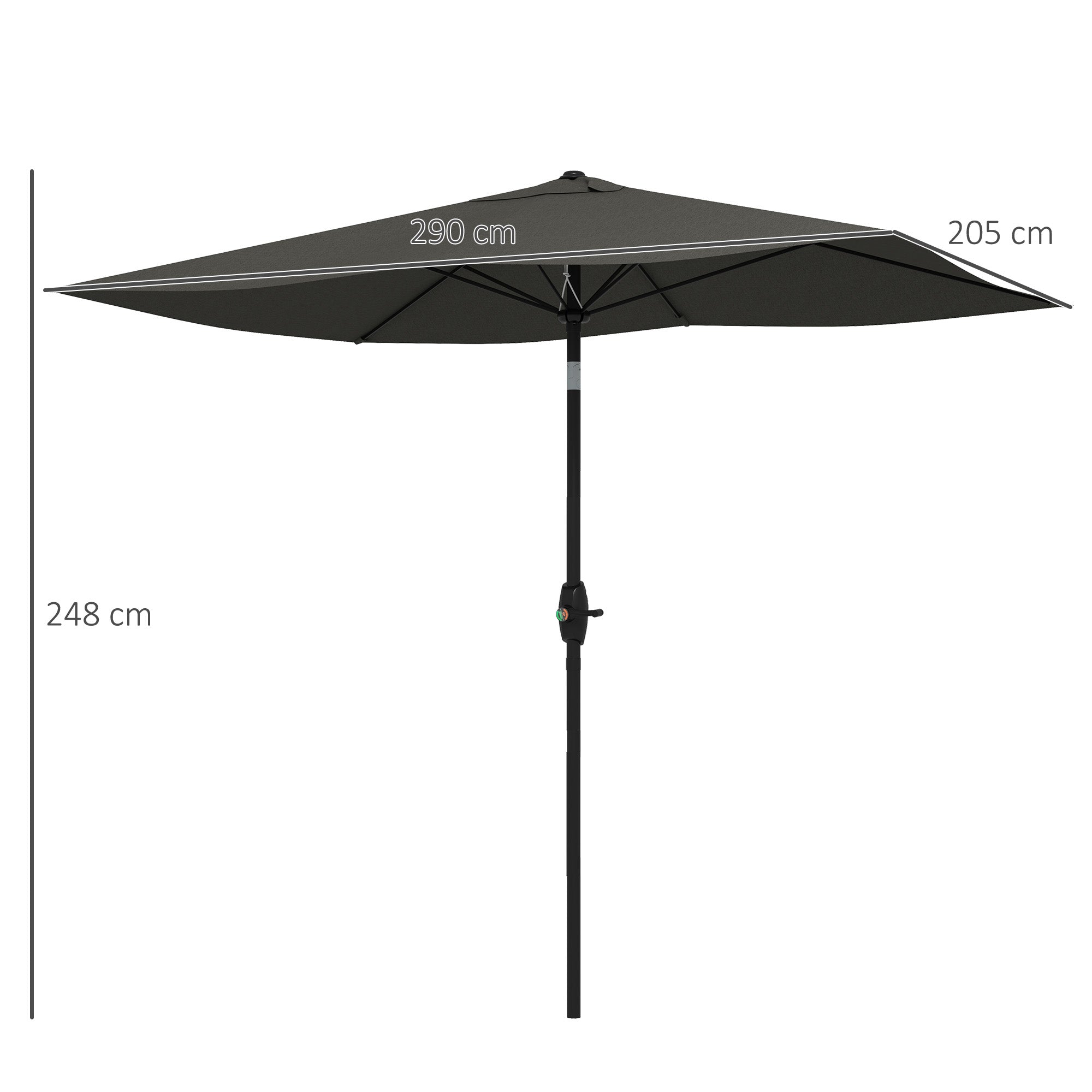 Outdoor Terrace Umbrella 3x2 m Patio Umbrella with Adjustable Angle Aluminum Mast and UV 50+ Protection Umbrella for Garden Patio Dark Gray