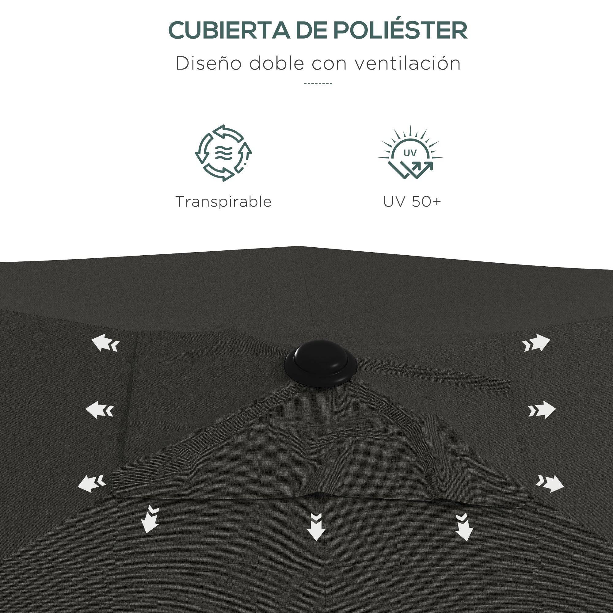 Outdoor Terrace Umbrella 3x2 m Patio Umbrella with Adjustable Angle Aluminum Mast and UV 50+ Protection Umbrella for Garden Patio Dark Gray