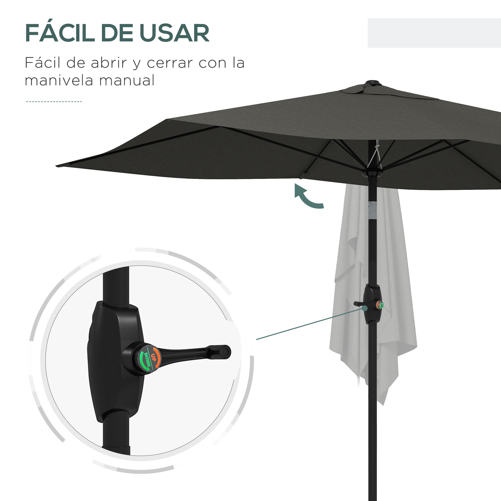Outdoor Terrace Umbrella 3x2 m Patio Umbrella with Adjustable Angle Aluminum Mast and UV 50+ Protection Umbrella for Garden Patio Dark Gray