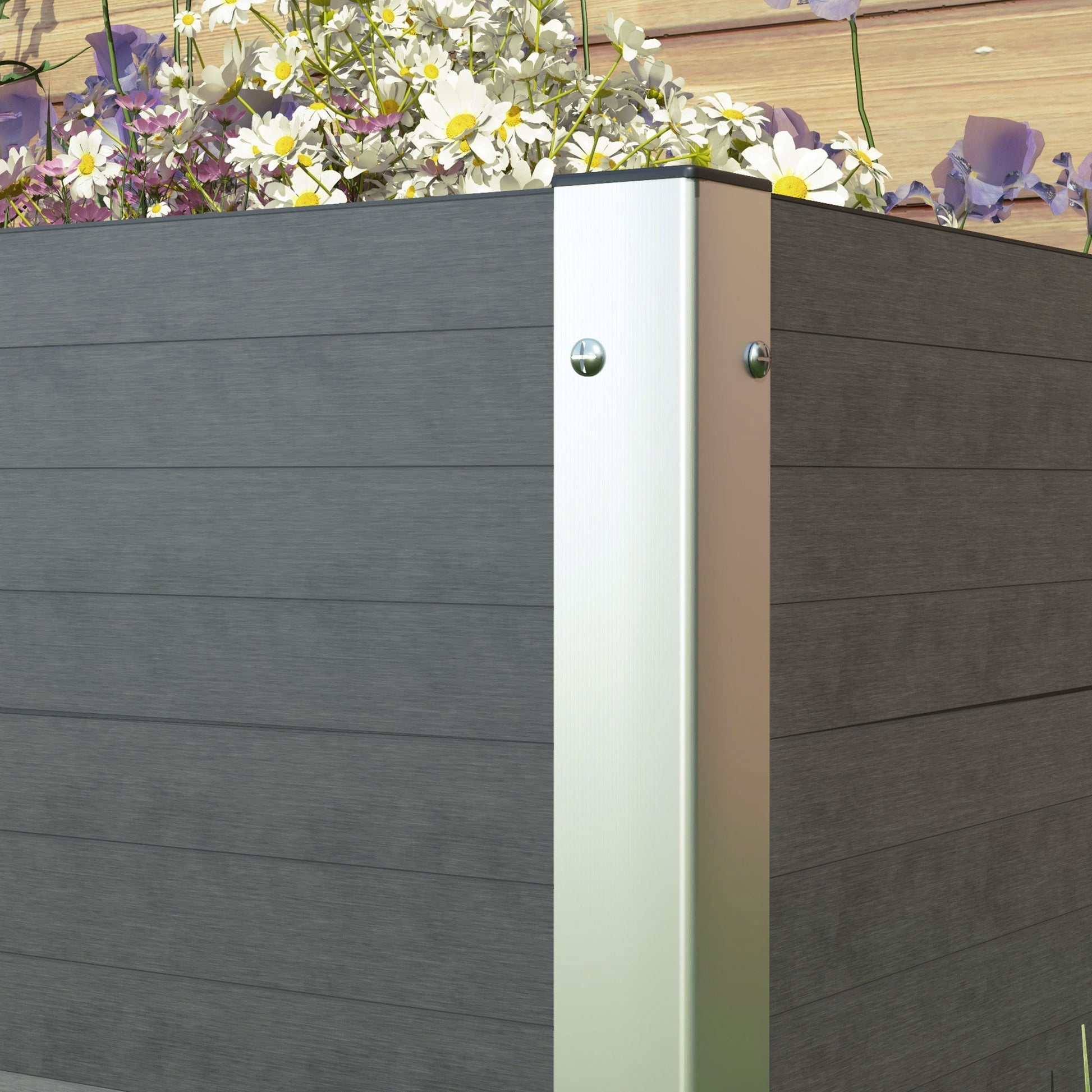 Raised Bed, Planter Box, Planting Box with Open Bottom, Herb Bed for Garden, Balcony, Gray, 60 x 60 x 30 cm