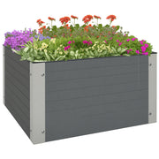 Raised Bed, Planter Box, Planting Box with Open Bottom, Herb Bed for Garden, Balcony, Gray, 60 x 60 x 30 cm
