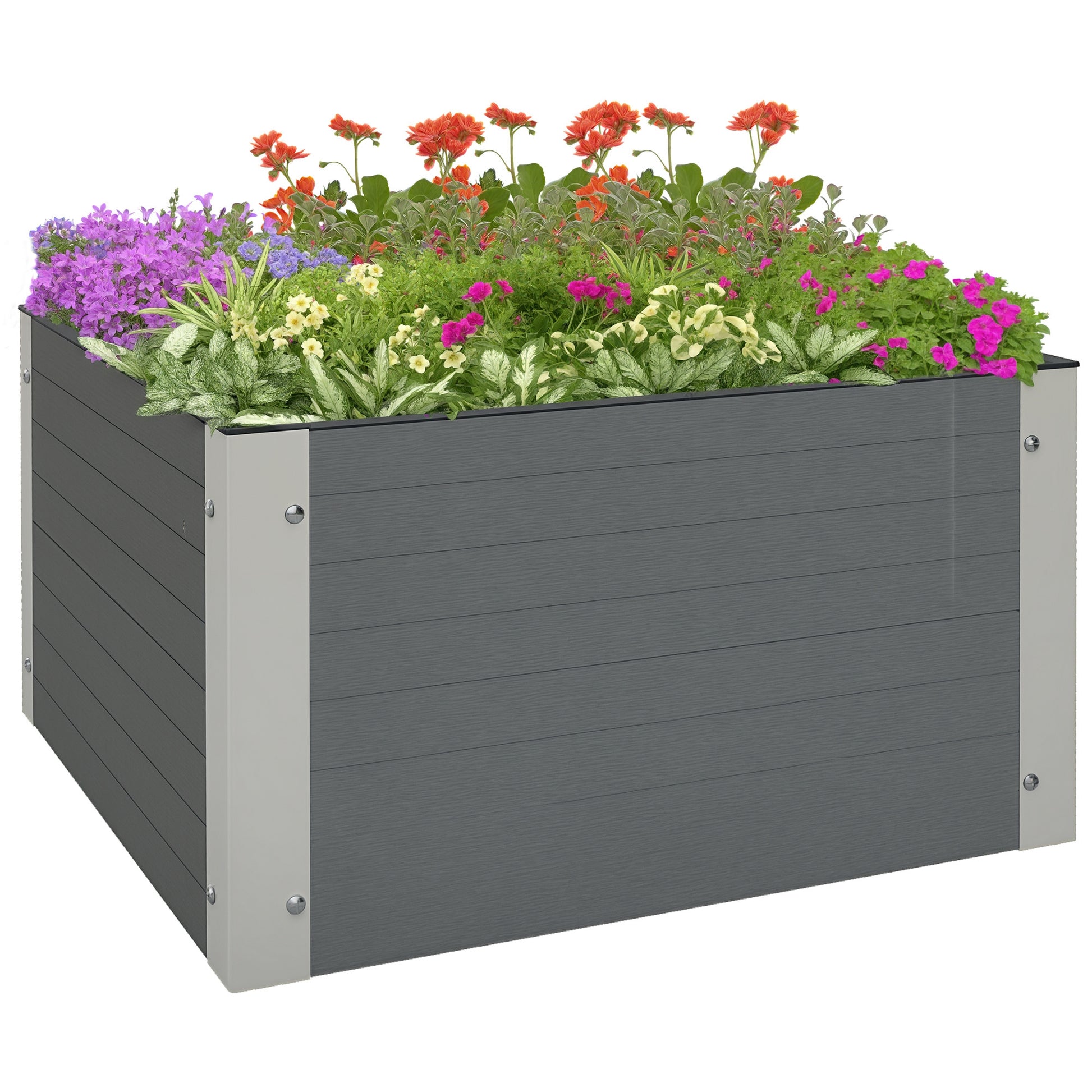 Raised Bed, Planter Box, Planting Box with Open Bottom, Herb Bed for Garden, Balcony, Gray, 60 x 60 x 30 cm
