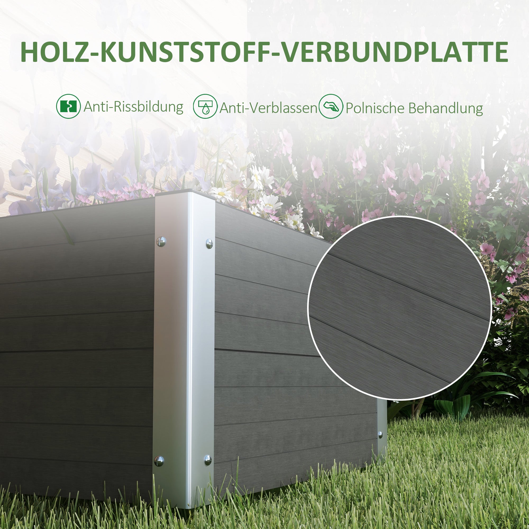 Raised Bed, Planter Box, Planting Box with Open Bottom, Herb Bed for Garden, Balcony, Gray, 60 x 60 x 30 cm