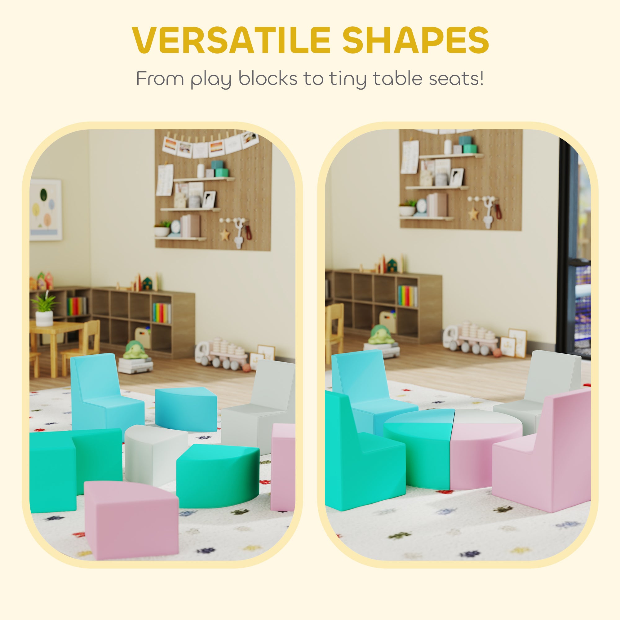 8-Piece Soft Foam Building Blocks for Kids — Table & Stool Design, PU Foam Blocks for Babies & Toddlers, Multicolor