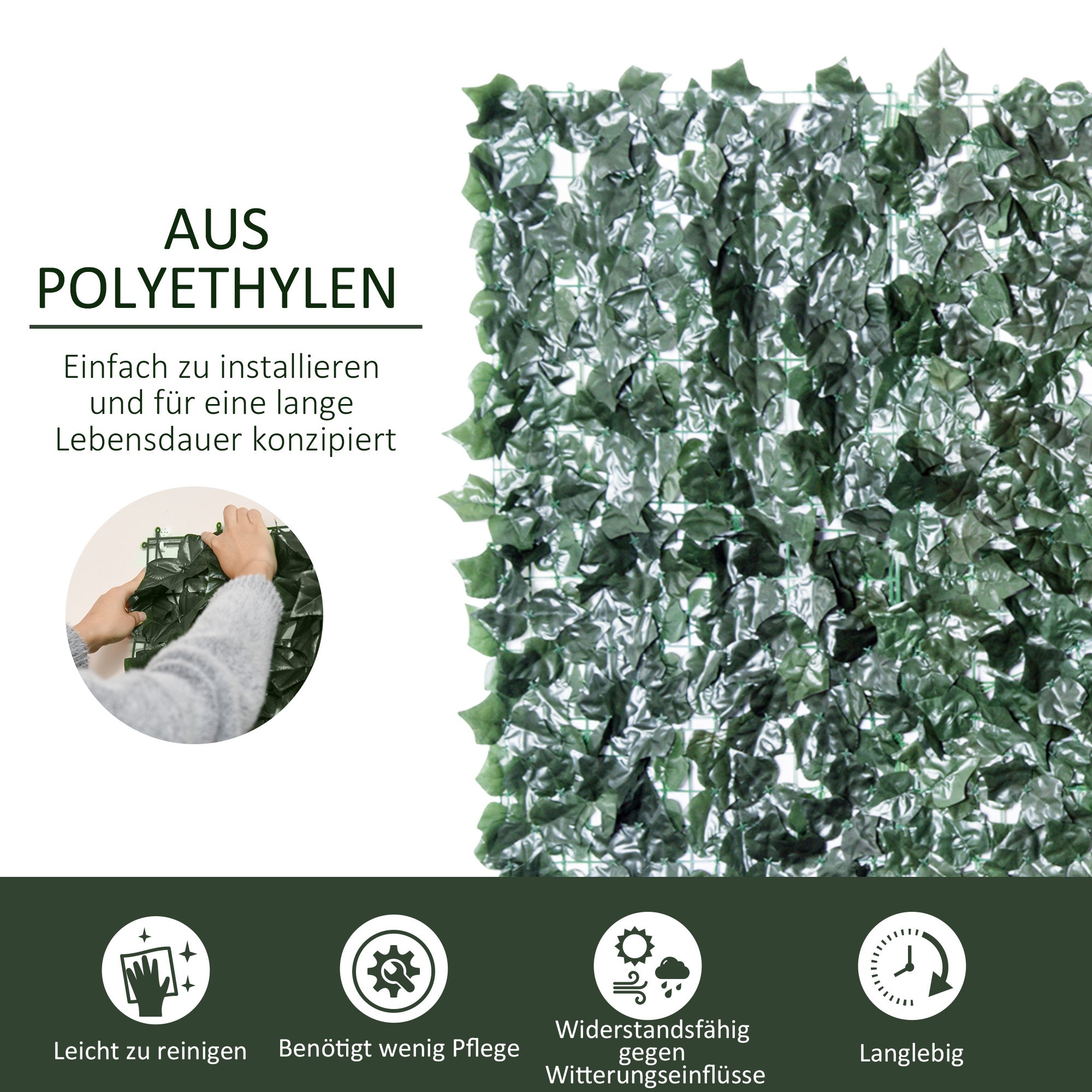 Artificial Hedge Privacy Screen, UV Protected Privacy Screen, Green Balcony Privacy Screen, Fence Privacy Screen with Leaves, Hedge Fence, Wall Artificial 240 x 100 cm for Garden Wedding