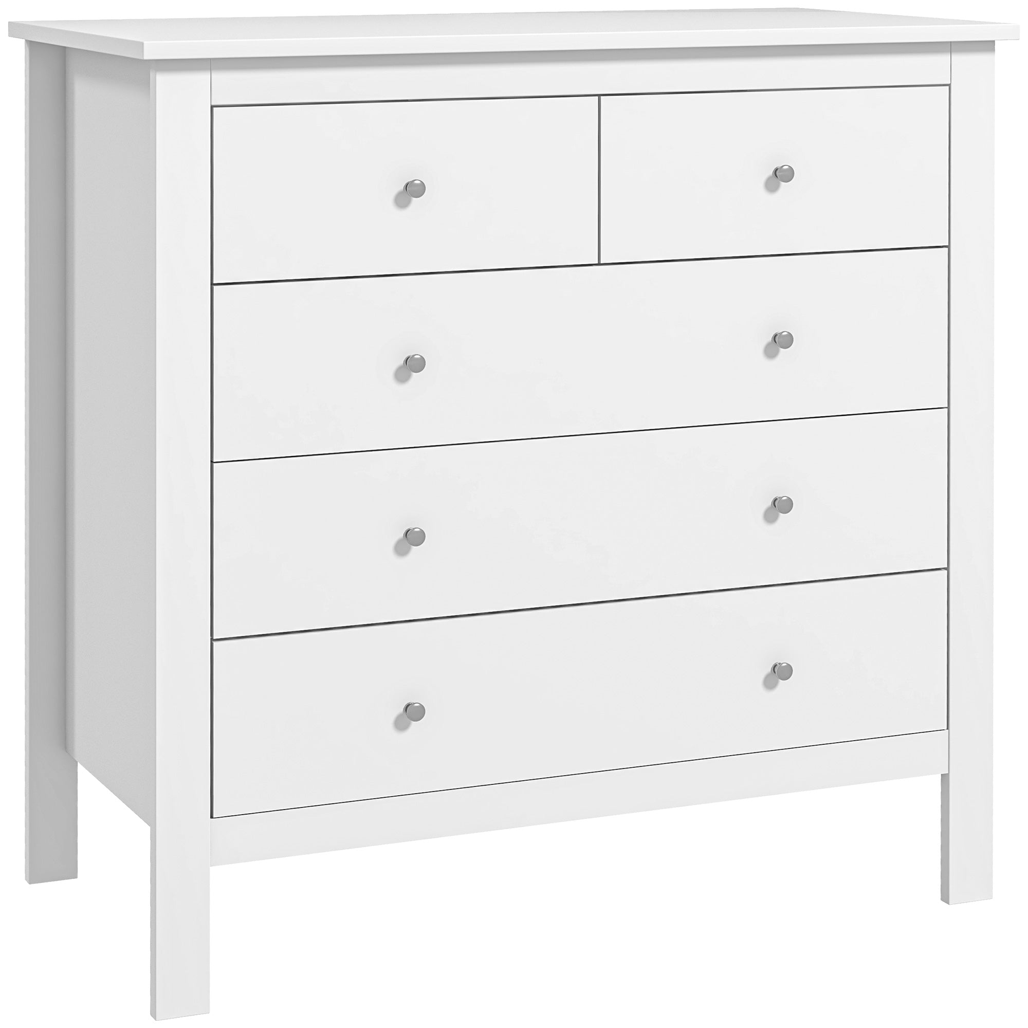 Dresser Sideboard with 5 Drawers Storage Cabinet Modern Drawer Cabinet for Living Room Bedroom Hallway White 79 x 39.5 x 80.5 cm