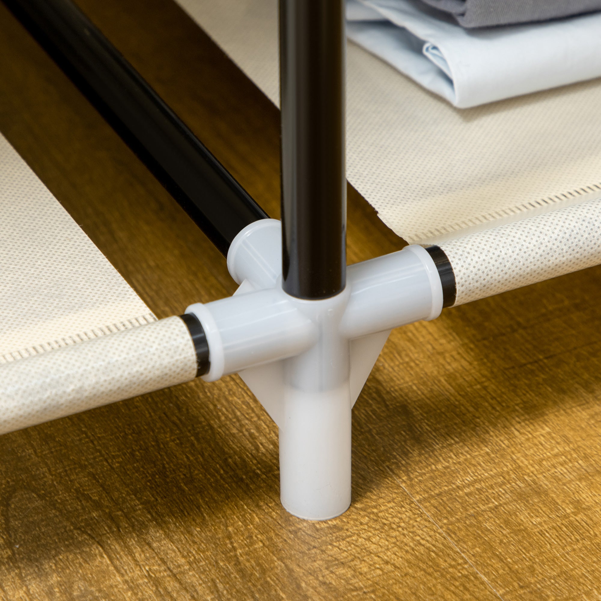 Wardrobe Fabric Wardrobe with 6 Shelves, Clothes Rail, Zipper Folding Cabinet for Dressing Room Bedroom, 103 x 43 x 162.5 cm, Cream