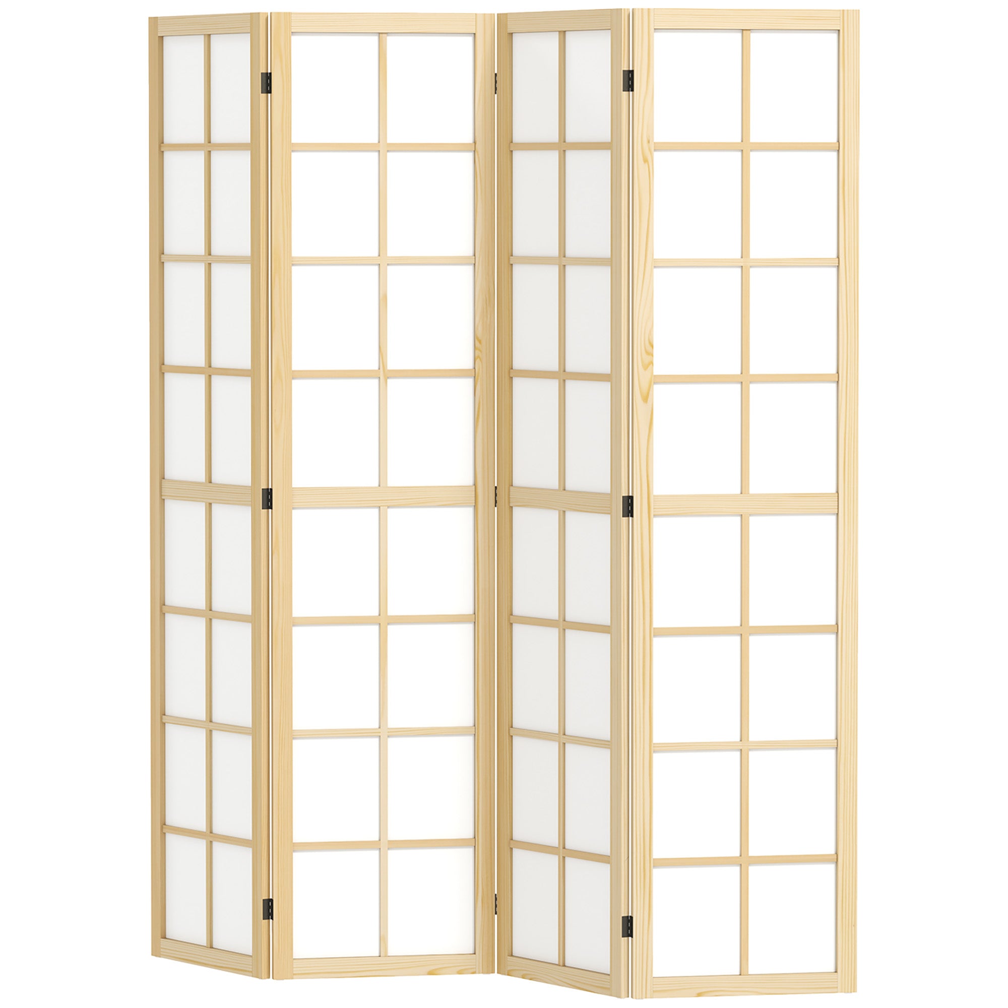 4 Panel Room Divider 63" x 67" Privacy Screen Partition, Folding Room Separator for Living Room Natural