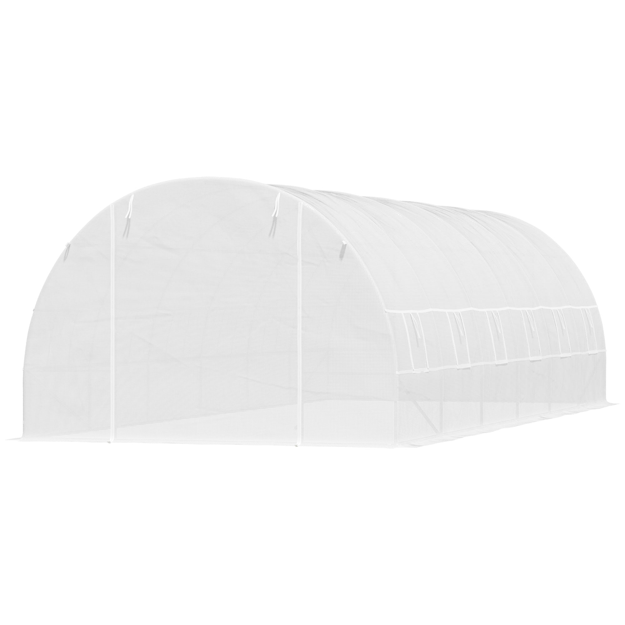 Outdoor Tunnel Greenhouse 8x3x2 m Garden Greenhouse with 12 Windows and Roll-Up Door for Growing Plants Tomatoes Vegetables Steel and PE 140 g/m² White