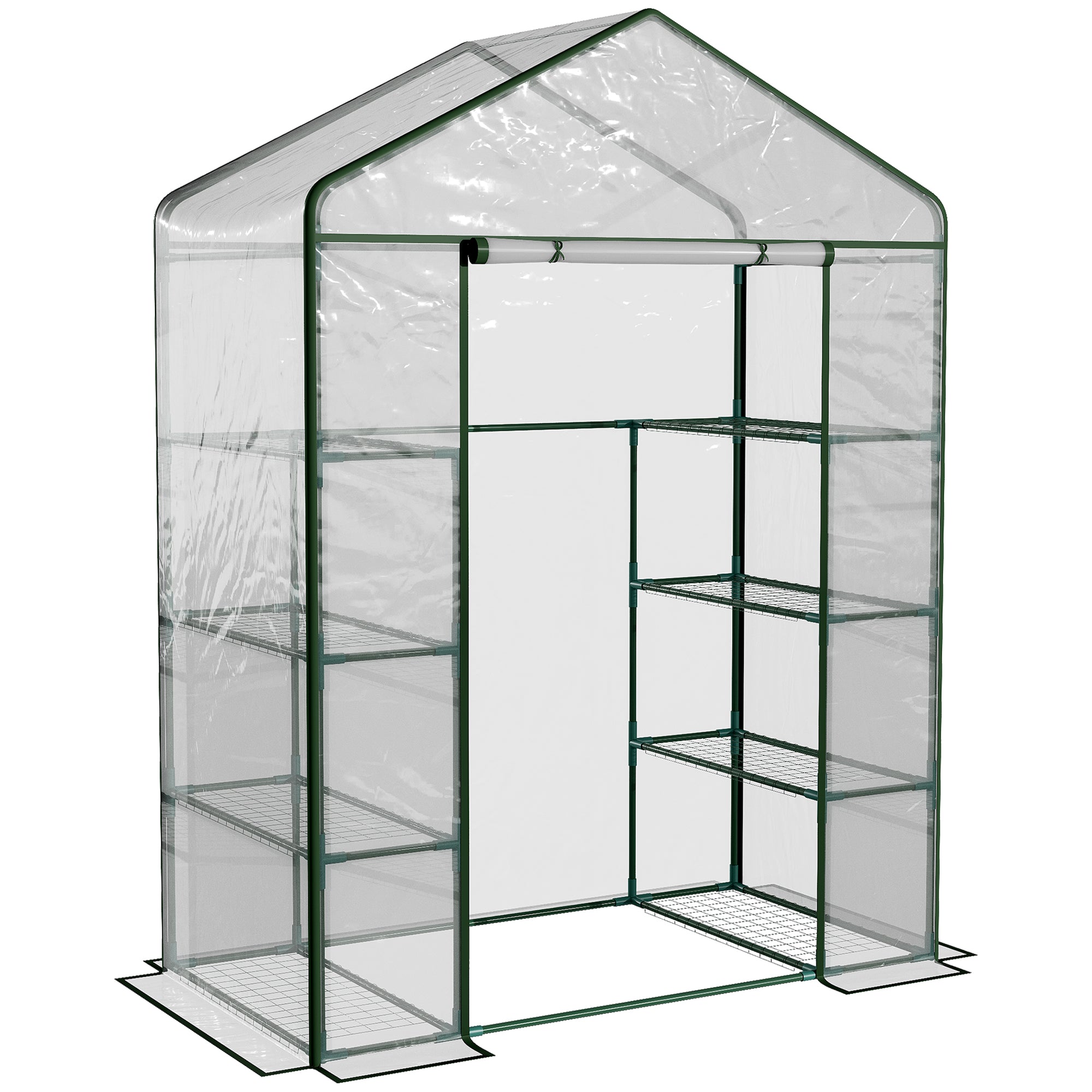 Outdoor Greenhouse 4-Tier Garden Greenhouse with Shelves Steel Frame Greenhouse for Plant Flowers Tomatoes 143x73x195 cm Transparent