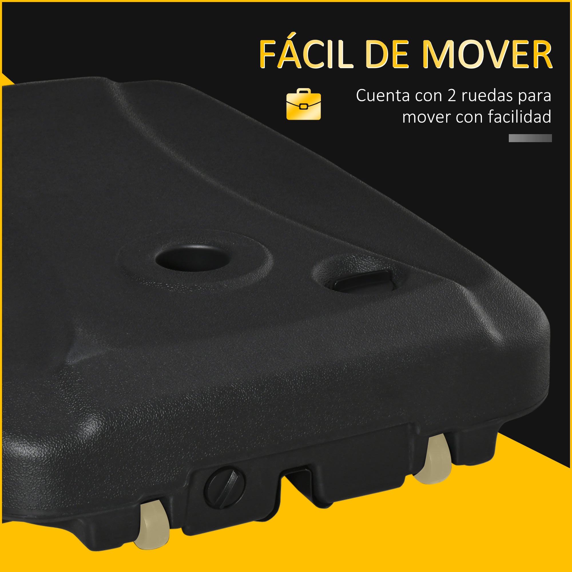 Umbrella Base with 2 Wheels Filled with Water 60 kg Sand 68 kg or Mixed 75 kg Umbrella Stand for Cross Base for Garden Patio Terrace 80x60x17 cm Black