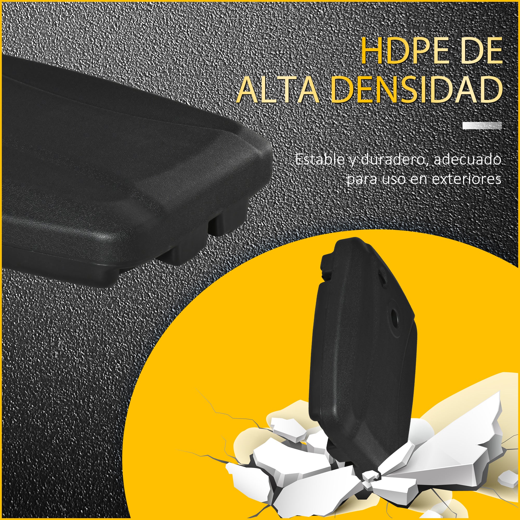 Umbrella Base with 2 Wheels Filled with Water 60 kg Sand 68 kg or Mixed 75 kg Umbrella Stand for Cross Base for Garden Patio Terrace 80x60x17 cm Black