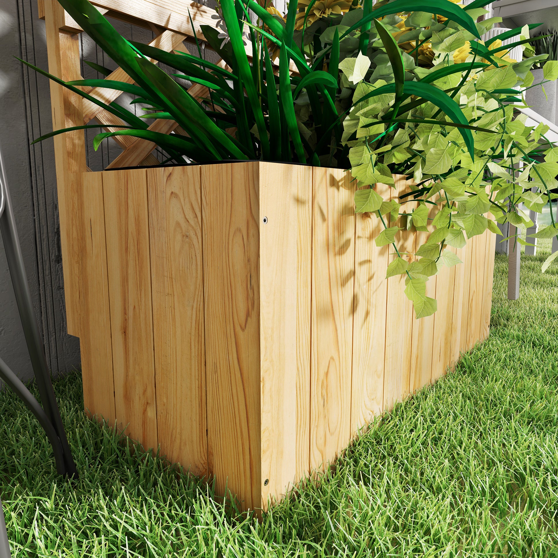 Raised Garden Bed with Trellis, Flower Planter Box made of Pine Wood, Plant Bed with Trellis, Cold Frame with Shelves, Garden Bed Planter Box for Terrace, Garden, 76 x 33 x 177 cm