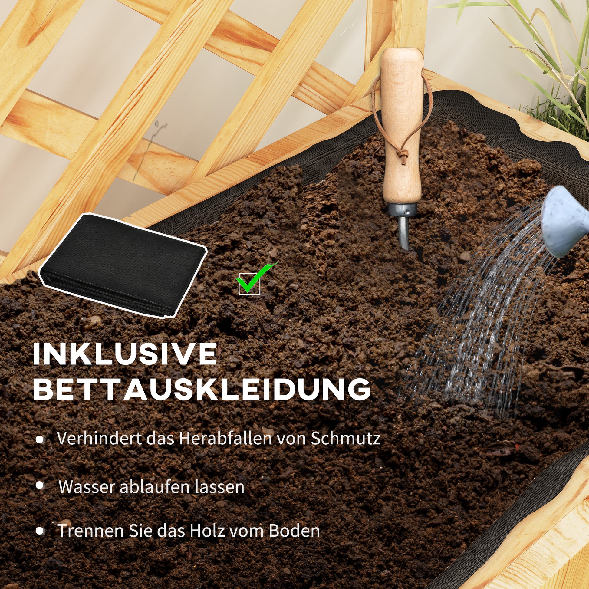 Raised Garden Bed with Trellis, Flower Planter Box made of Pine Wood, Plant Bed with Trellis, Cold Frame with Shelves, Garden Bed Planter Box for Terrace, Garden, 76 x 33 x 177 cm