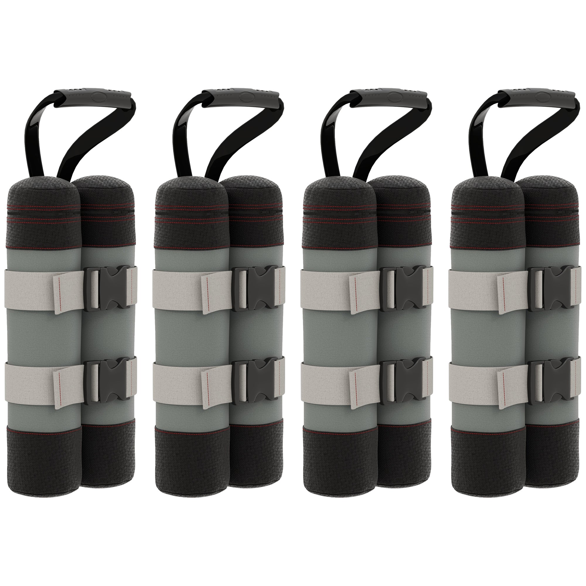 4-Piece Pavilion Sandbag Set, Pavilion Weights, Sand Weight Bags with Handle for Pop Up Pavilion, Pavilion Stand Feet made of Oxford, Gray+Black