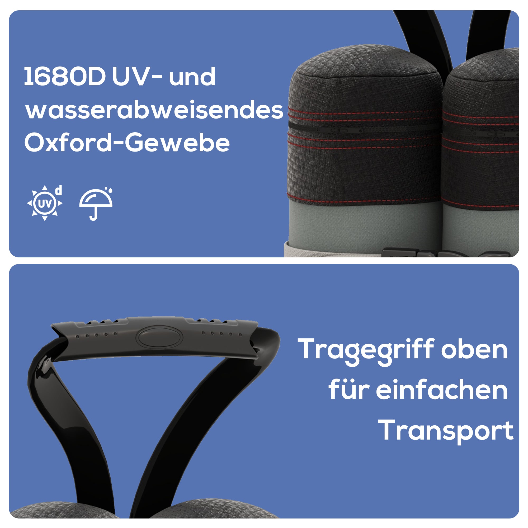 4-Piece Pavilion Sandbag Set, Pavilion Weights, Sand Weight Bags with Handle for Pop Up Pavilion, Pavilion Stand Feet made of Oxford, Gray+Black