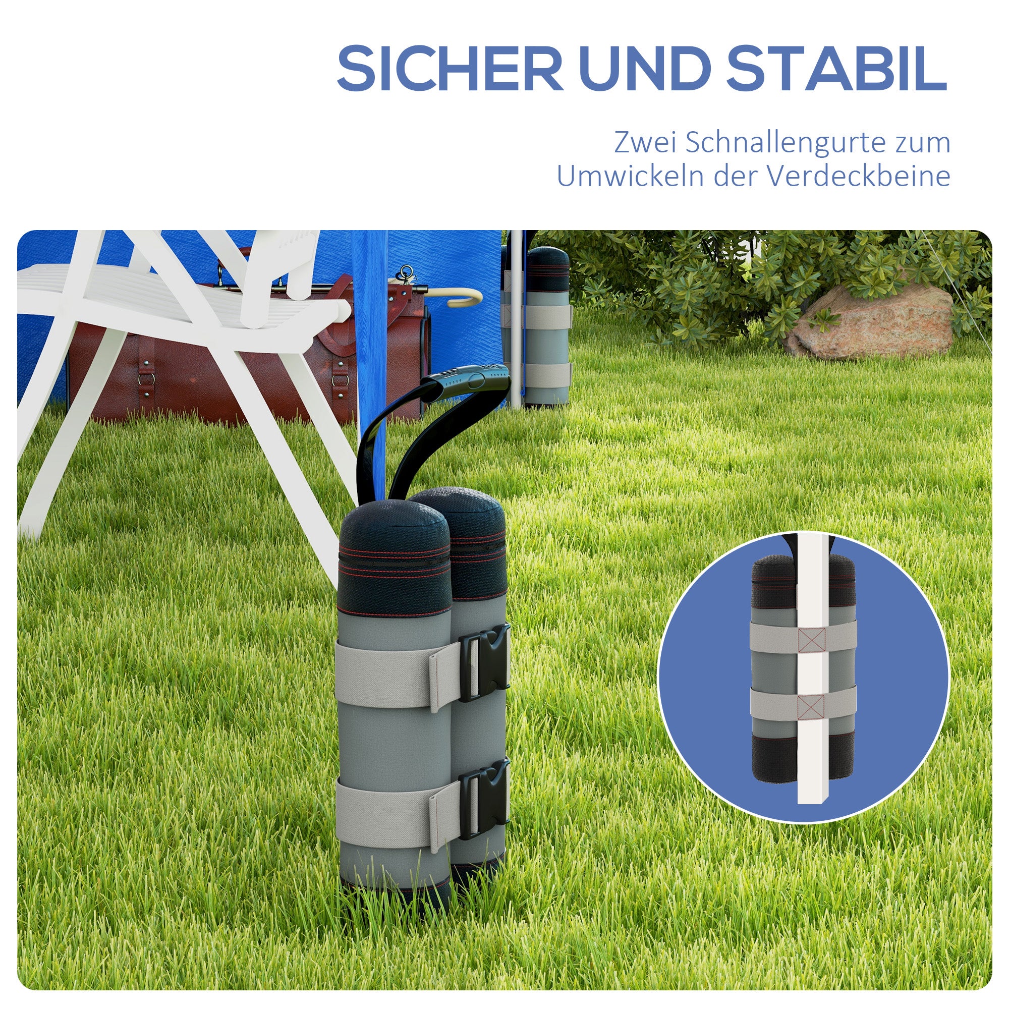 4-Piece Pavilion Sandbag Set, Pavilion Weights, Sand Weight Bags with Handle for Pop Up Pavilion, Pavilion Stand Feet made of Oxford, Gray+Black