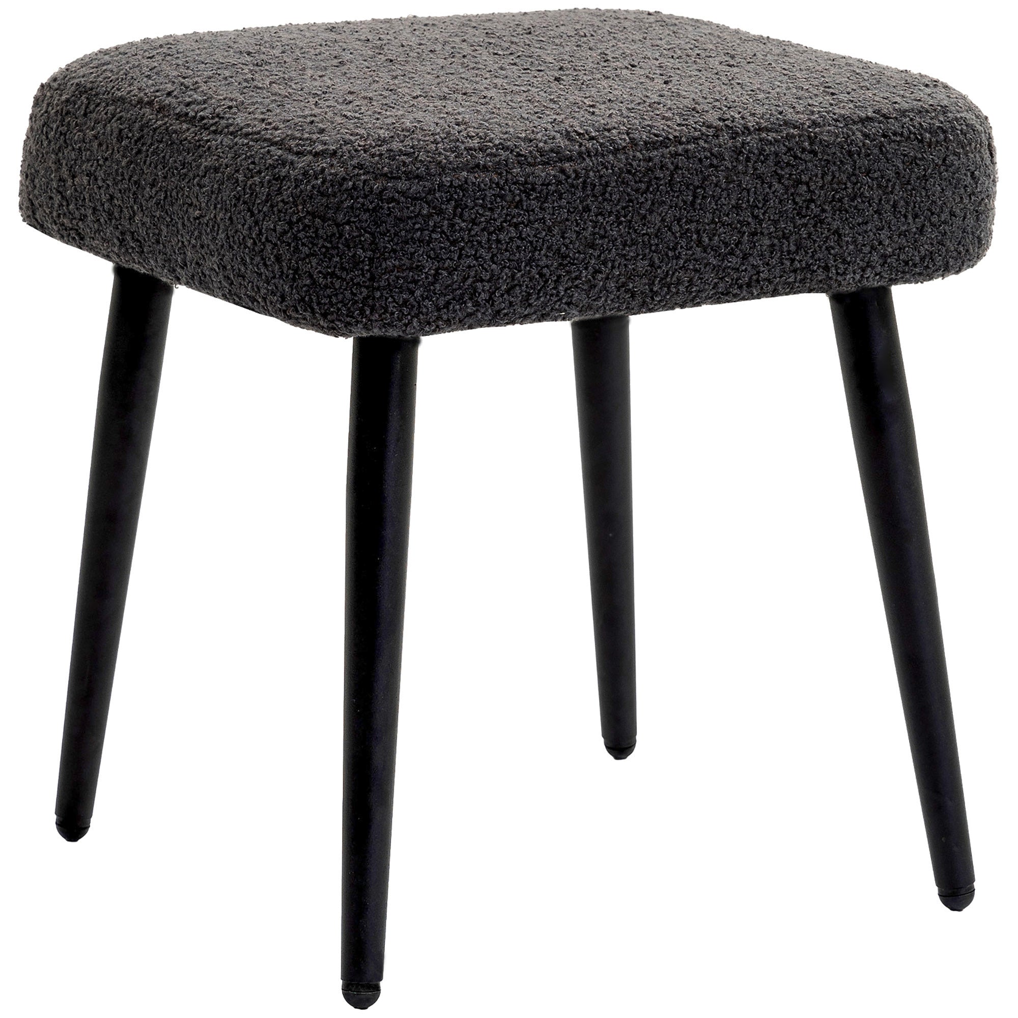 Footstool Seat Stool Square Makeup Stool Footrest with Cashmere Look, Steel Legs, for Living Room, Bedroom, Dark Gray, 42 x 42 x 47 cm