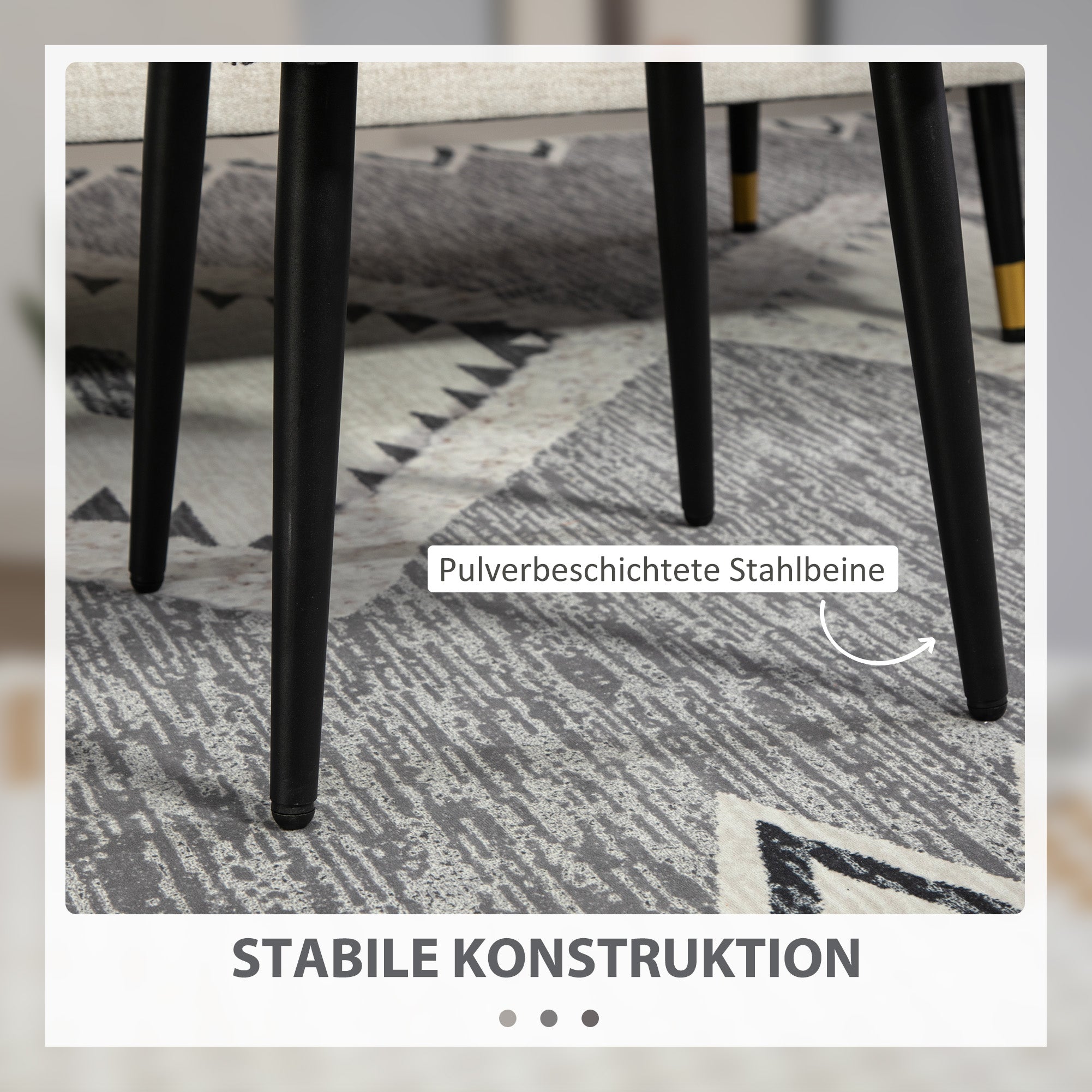 Footstool Seat Stool Square Makeup Stool Footrest with Cashmere Look, Steel Legs, for Living Room, Bedroom, Dark Gray, 42 x 42 x 47 cm