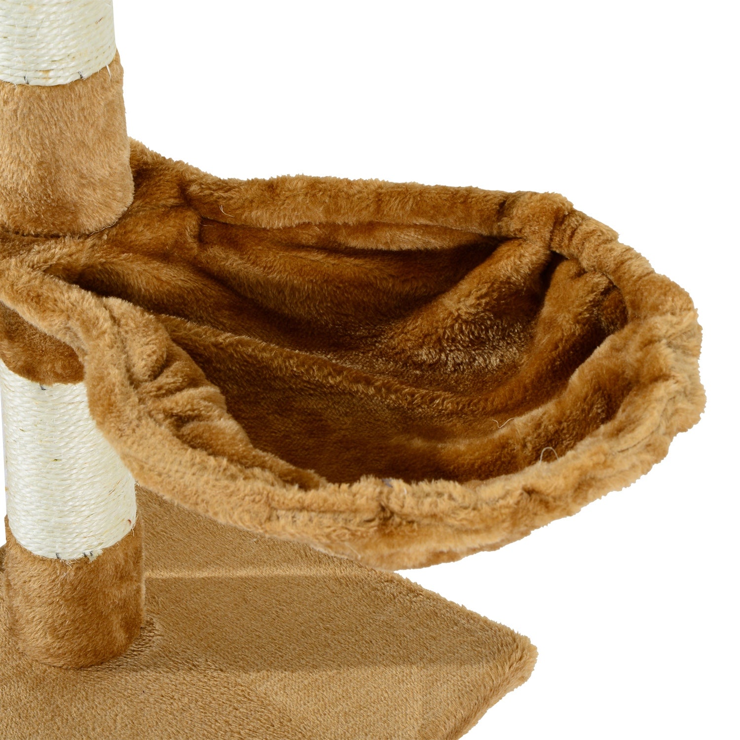 Cat Scratching Tree 55x30x95 cm with Nest Platform House Ladder Play Rope Particleboard and Covered in Plush Brown