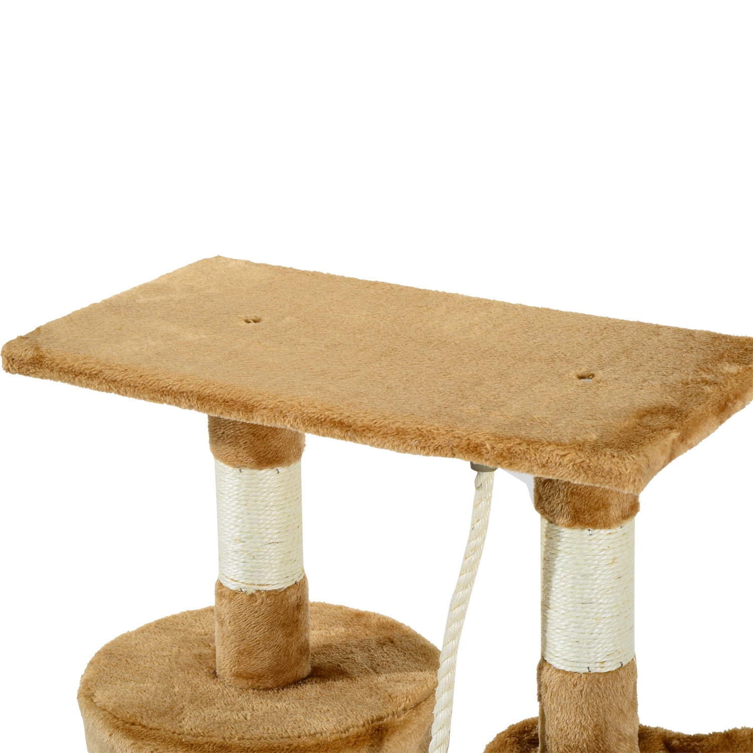 Cat Scratching Tree 55x30x95 cm with Nest Platform House Ladder Play Rope Particleboard and Covered in Plush Brown