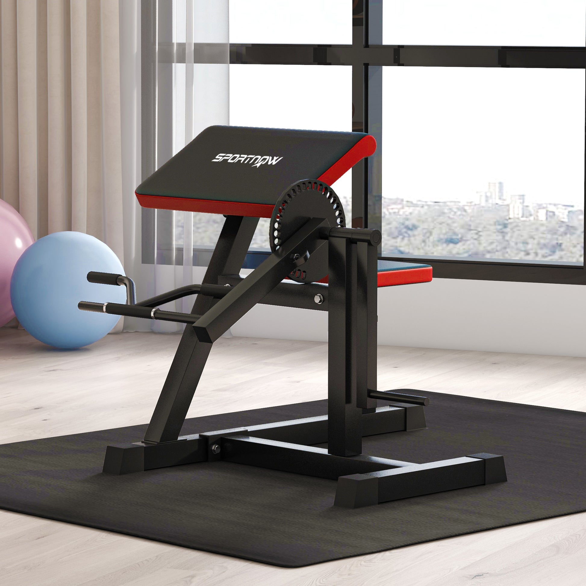 SPORTNOW Biceps / Triceps Curl Machine Curl Bench with 5-Position Adjustable Seat Exercise Equipment Fitness Machine Scott Bench Arm Trainer for Home, Black