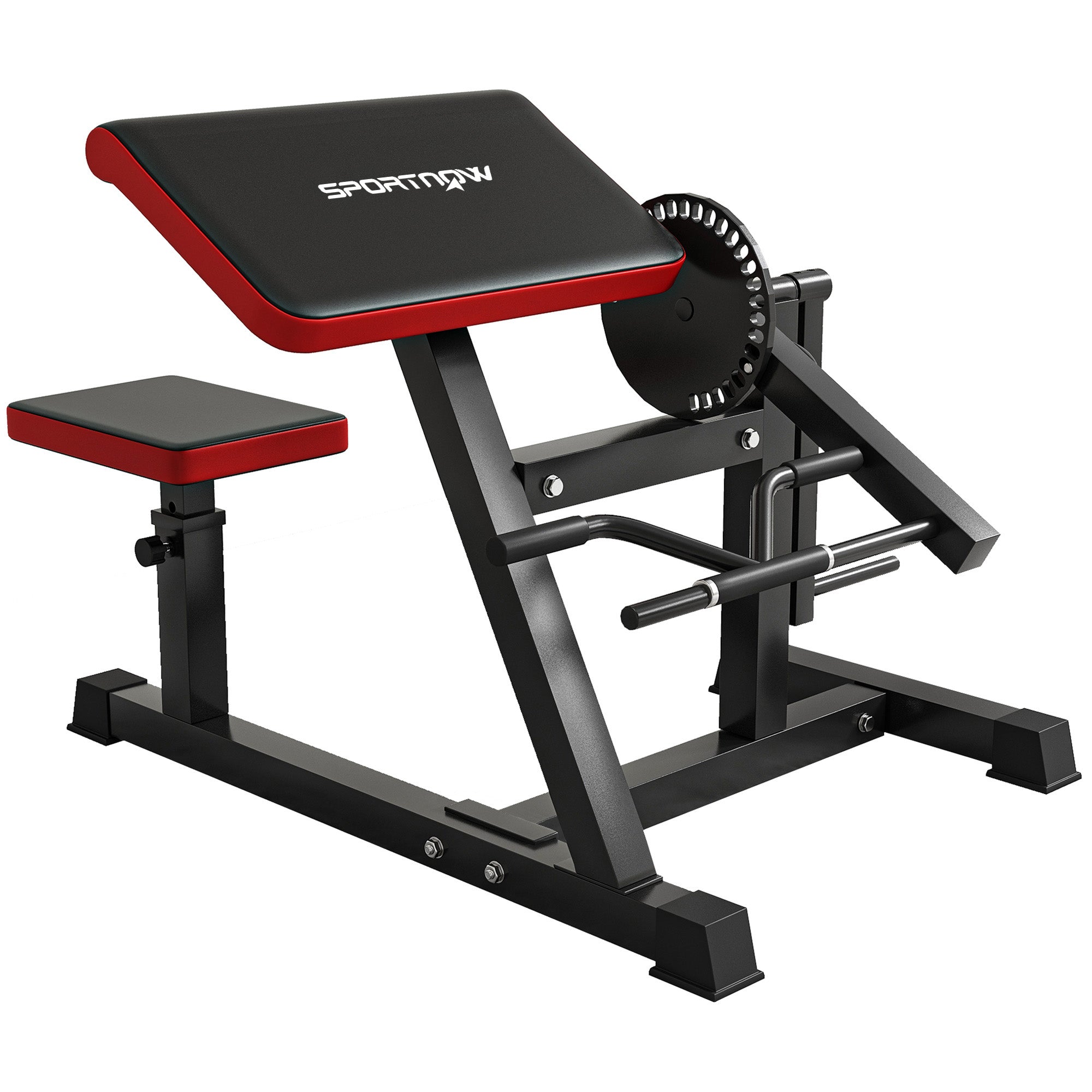 SPORTNOW Biceps / Triceps Curl Machine Curl Bench with 5-Position Adjustable Seat Exercise Equipment Fitness Machine Scott Bench Arm Trainer for Home, Black
