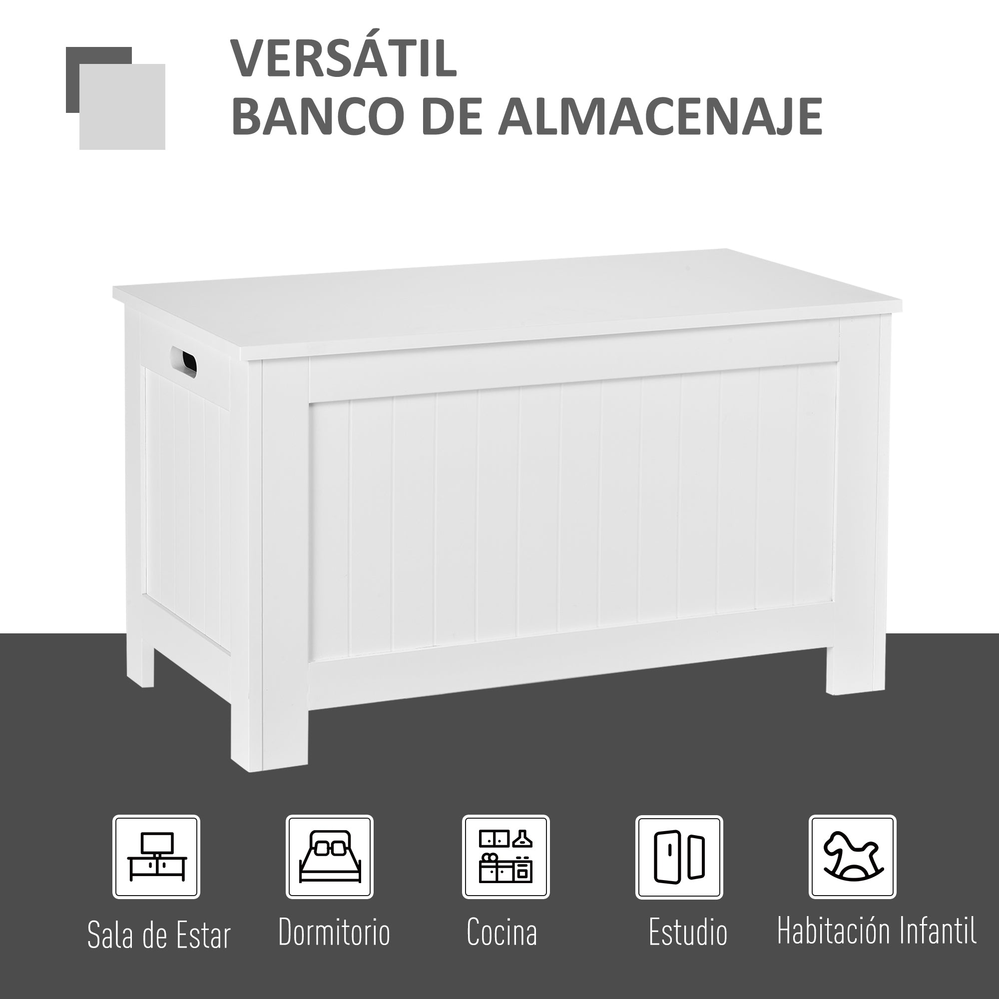 Bedroom Storage Trunk Storage Bench with Lid Versatile Storage Trunk with Safety Hinge for Hallway Living Room 81x40x46 cm White