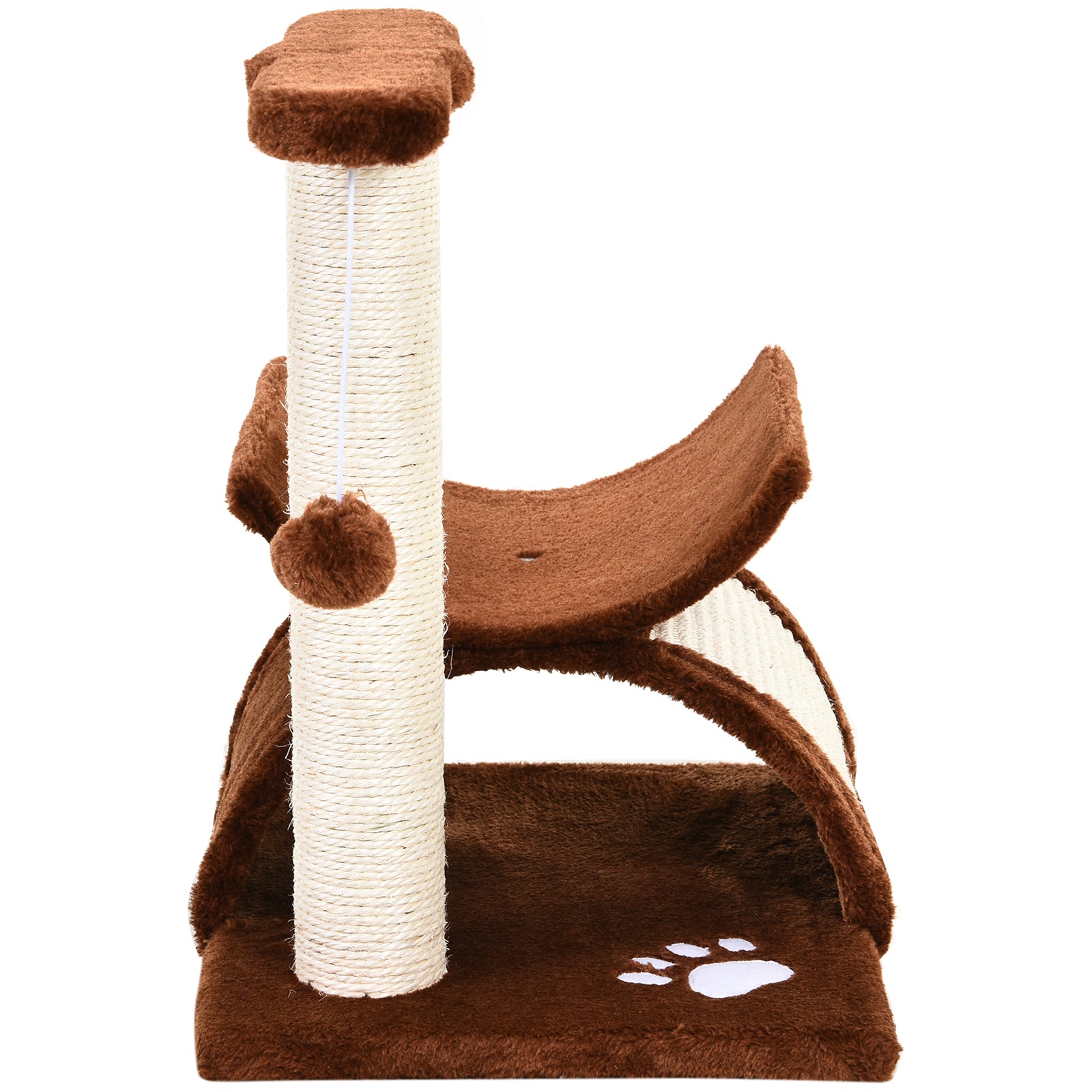 Small Cat Scratching Tree Cat Play Tree Scratching Post for Cats with Toy Ball Brown L40 x W30 x H43 cm