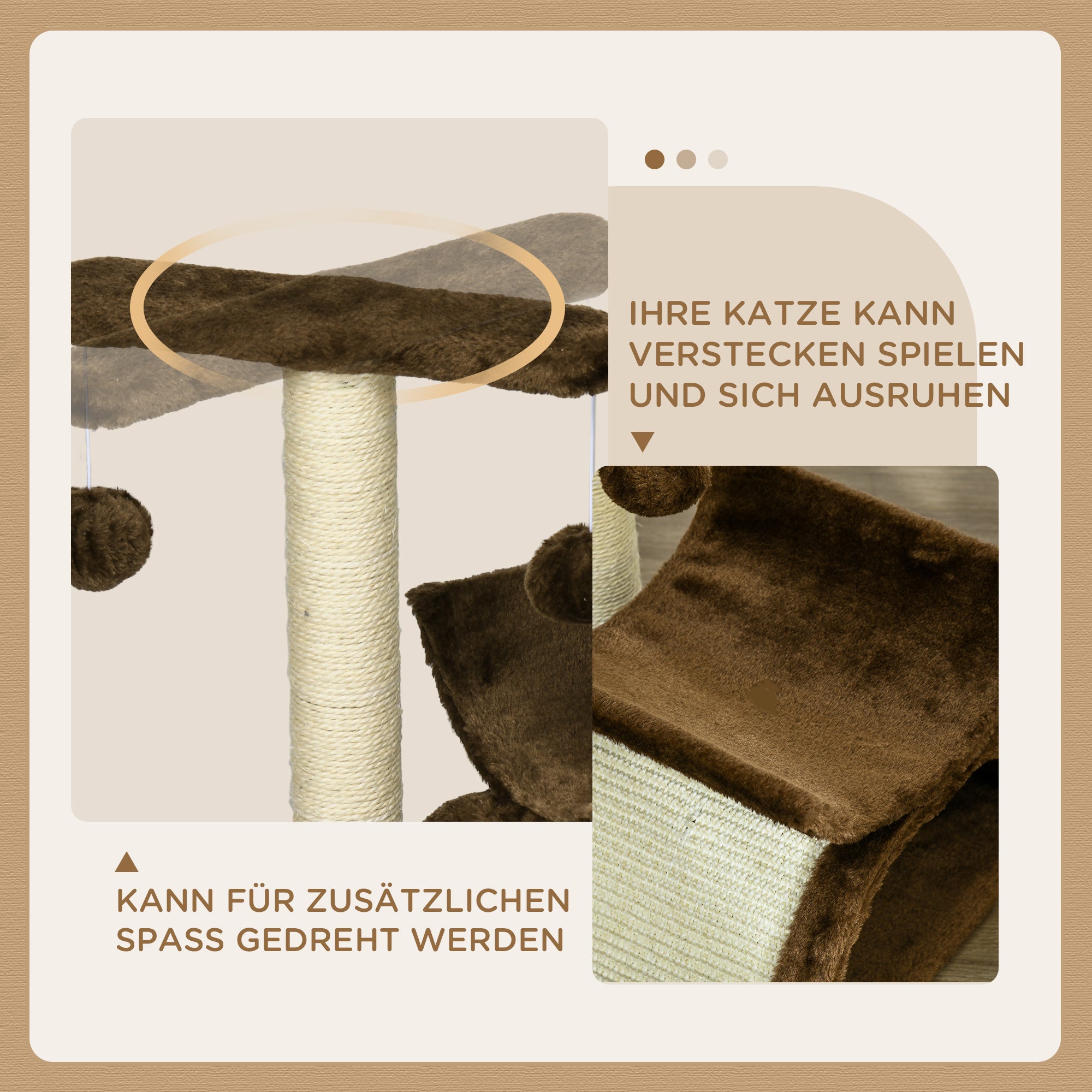 Small Cat Scratching Tree Cat Play Tree Scratching Post for Cats with Toy Ball Brown L40 x W30 x H43 cm