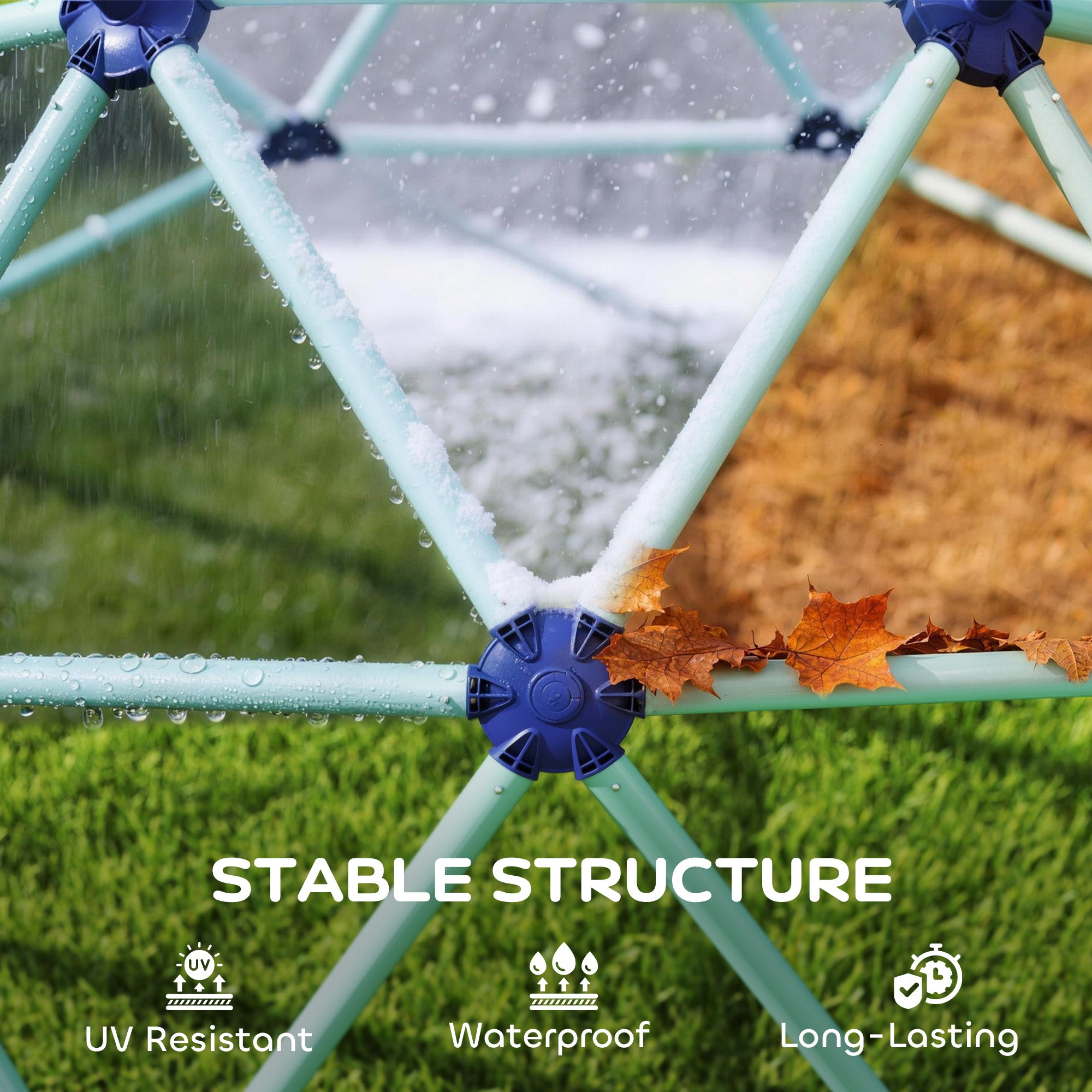 Climbing Dome Ø182.5 cm — UV-Resistant, Waterproof Outdoor Climbing Structure for Kids up to 90 kg, Ages 3–8, Plastic, Blue