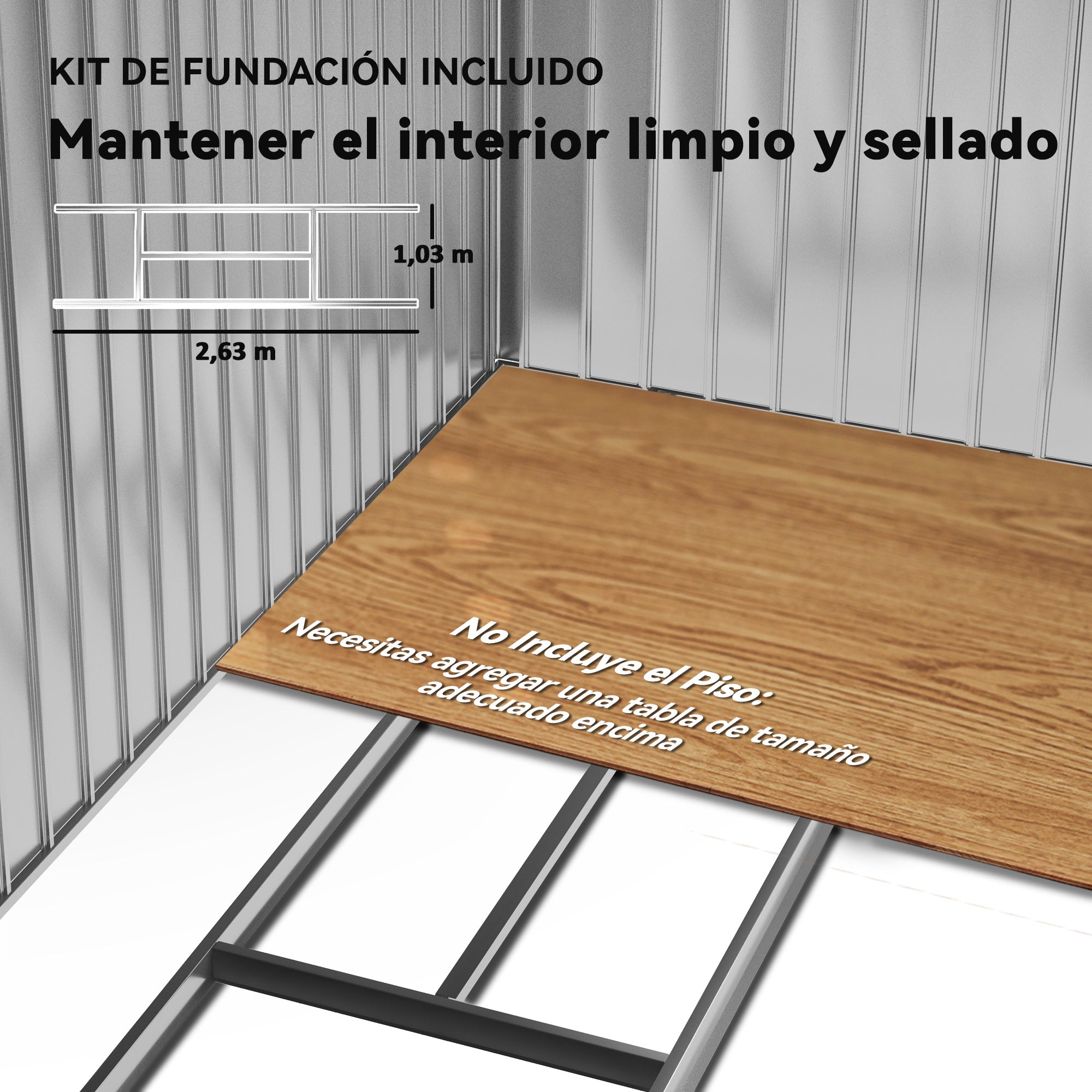 Garden Shed 2.5m² with Reinforcement Base No Floor 213x130x185 cm Outdoor Garden Shed with 2 Sliding Doors and 4 Windows for Tool Storage Silver