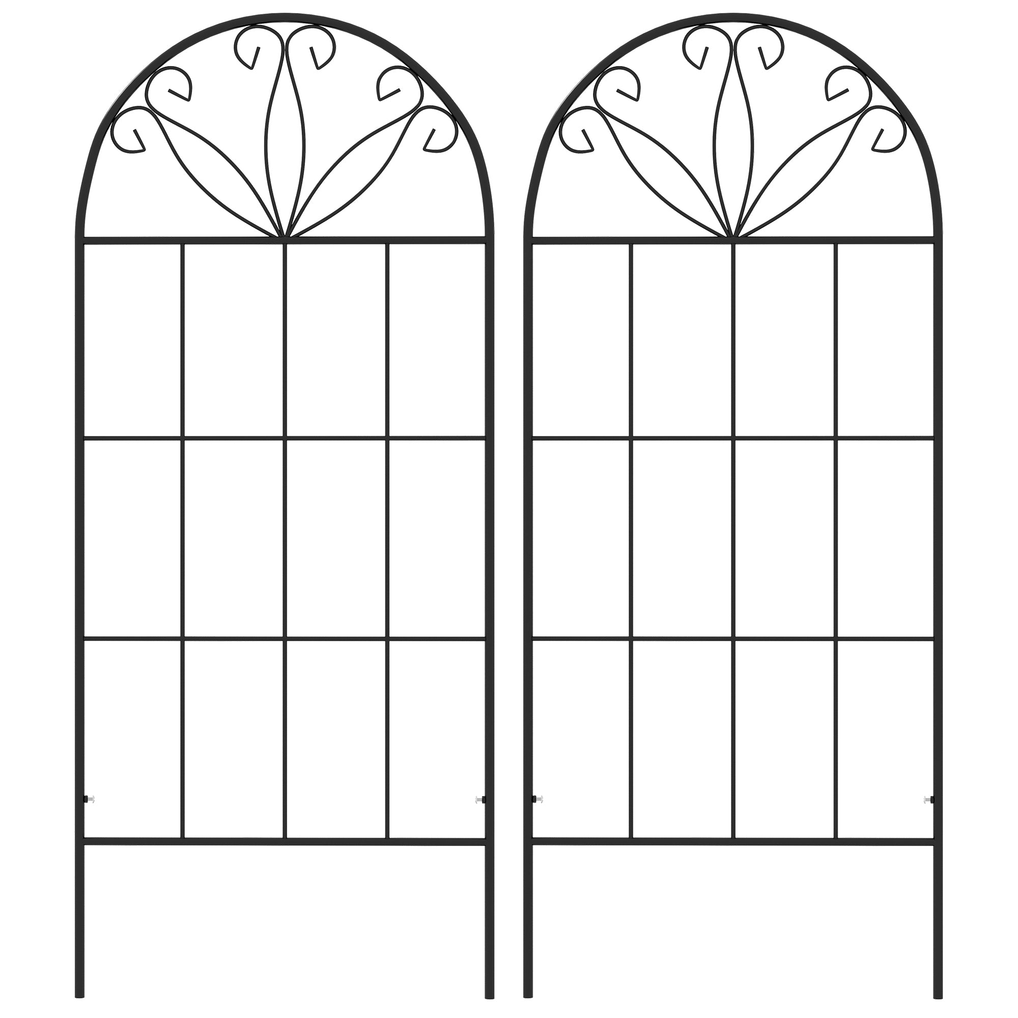 Set of 2 Garden Trellises for Climbing Plants - Metal, 51 x 120 cm, Black