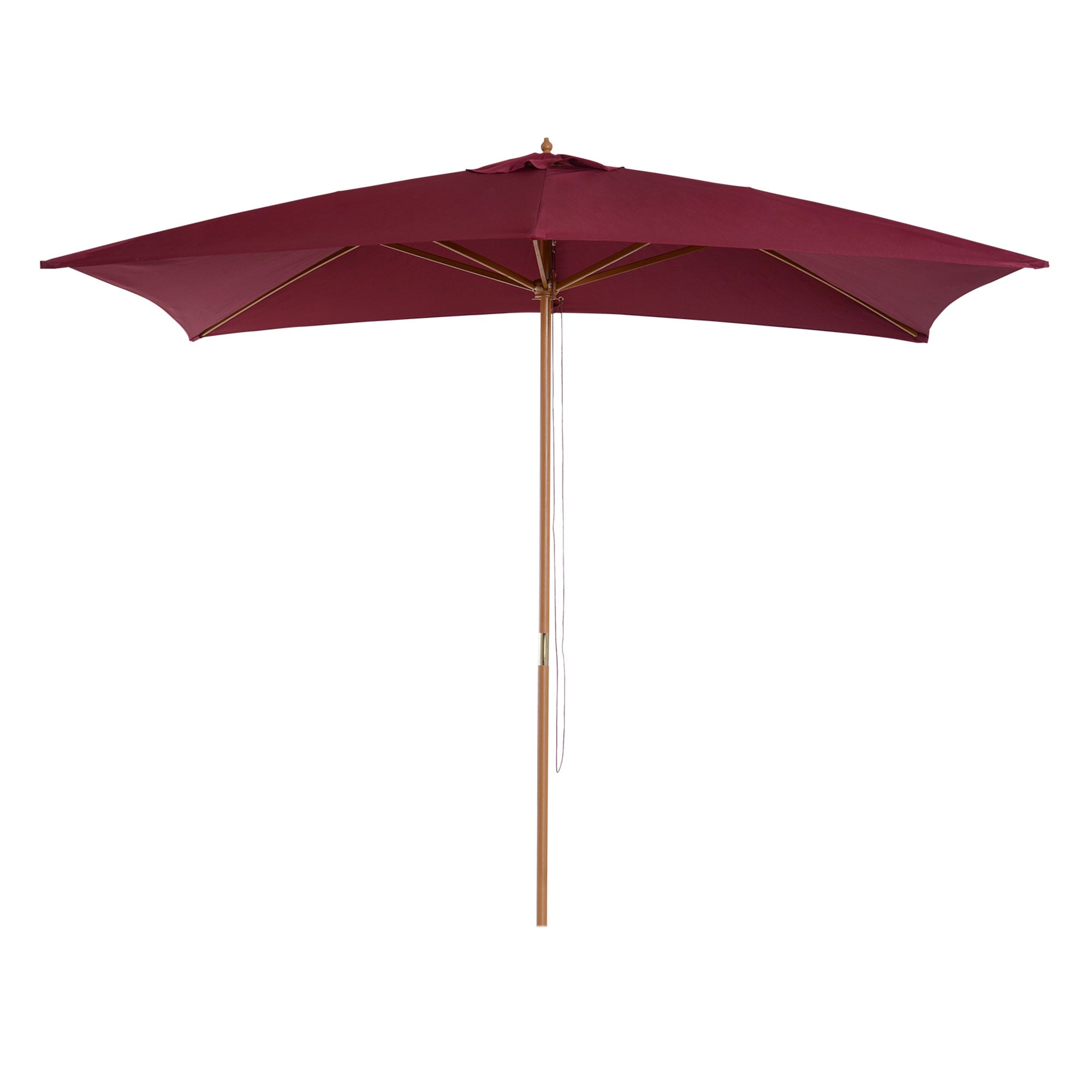 Rectangular Garden Parasol Double Top Wood High Density Polyester 3 x 2 m Bordeaux Red
