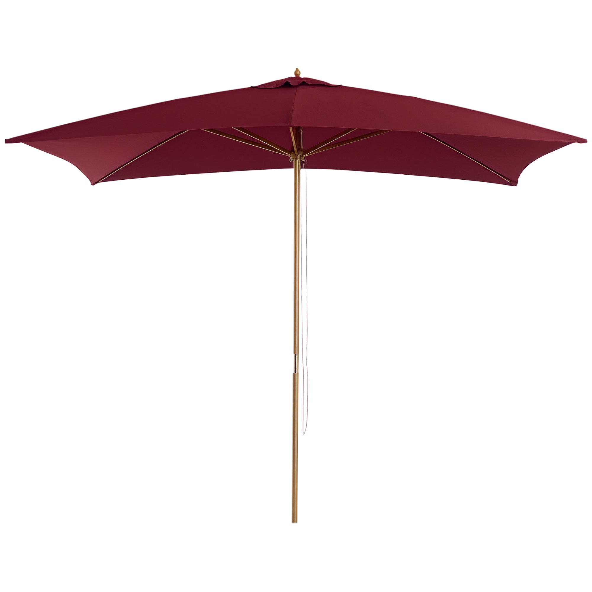 Rectangular Garden Parasol Double Top Wood High Density Polyester 3 x 2 m Bordeaux Red