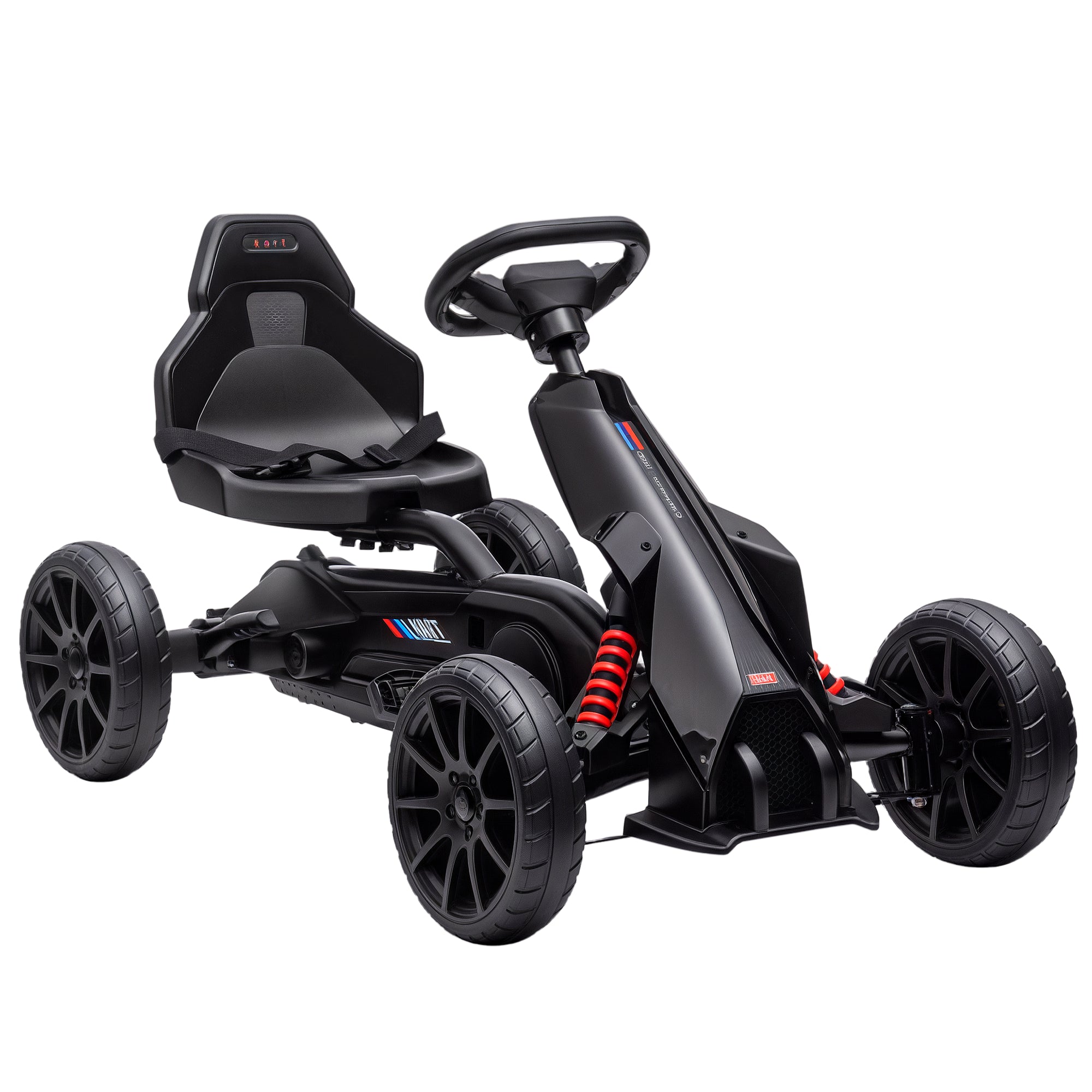 Go-Kart Pedal Car with Hand Brake, Adjustable Seat, Forward and Reverse Gears, Pedal Vehicle with EVA Wheels, Pedal, Kids Vehicle Kettcar for Children 3-8 Years Old Black