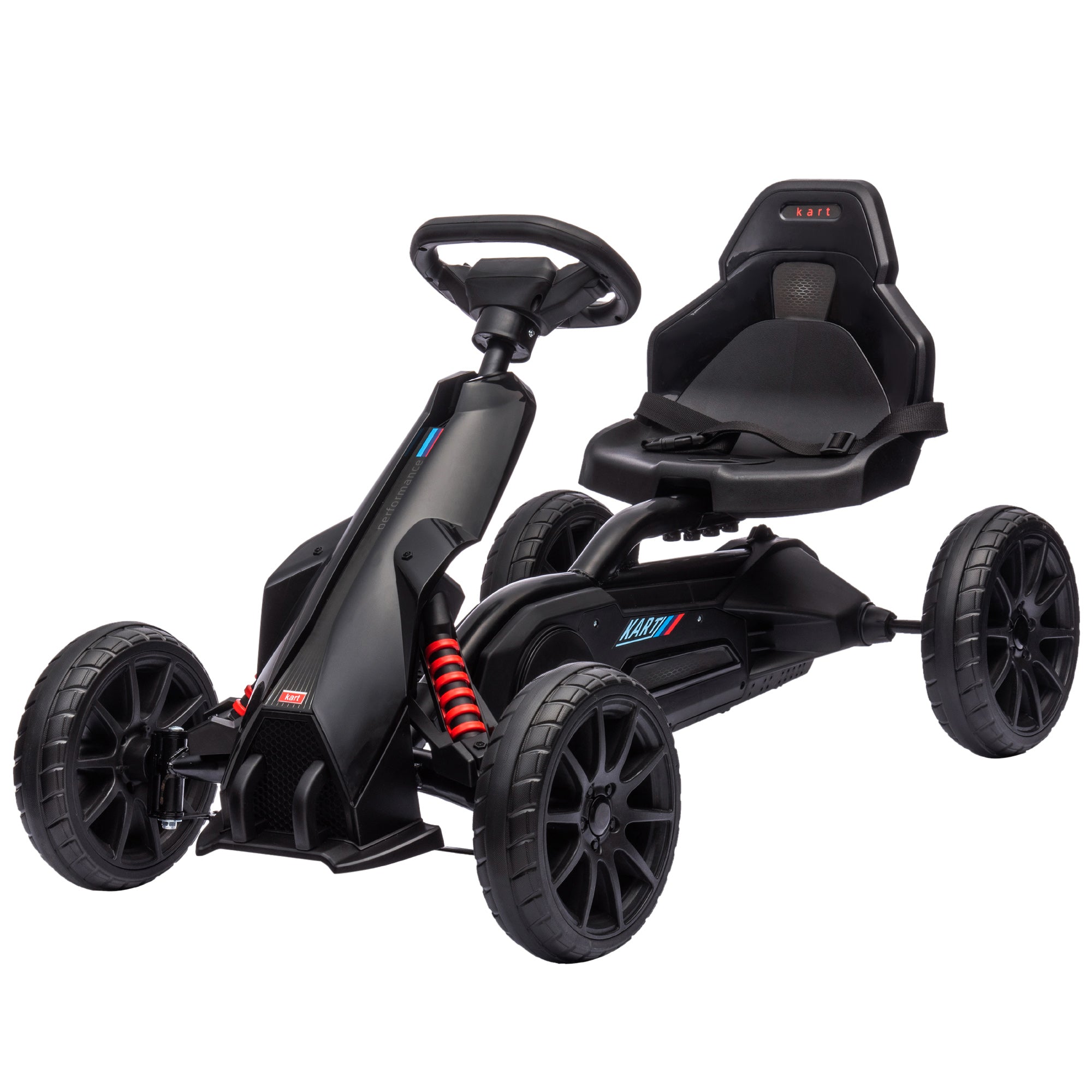 Go-Kart Pedal Car with Hand Brake, Adjustable Seat, Forward and Reverse Gears, Pedal Vehicle with EVA Wheels, Pedal, Kids Vehicle Kettcar for Children 3-8 Years Old Black