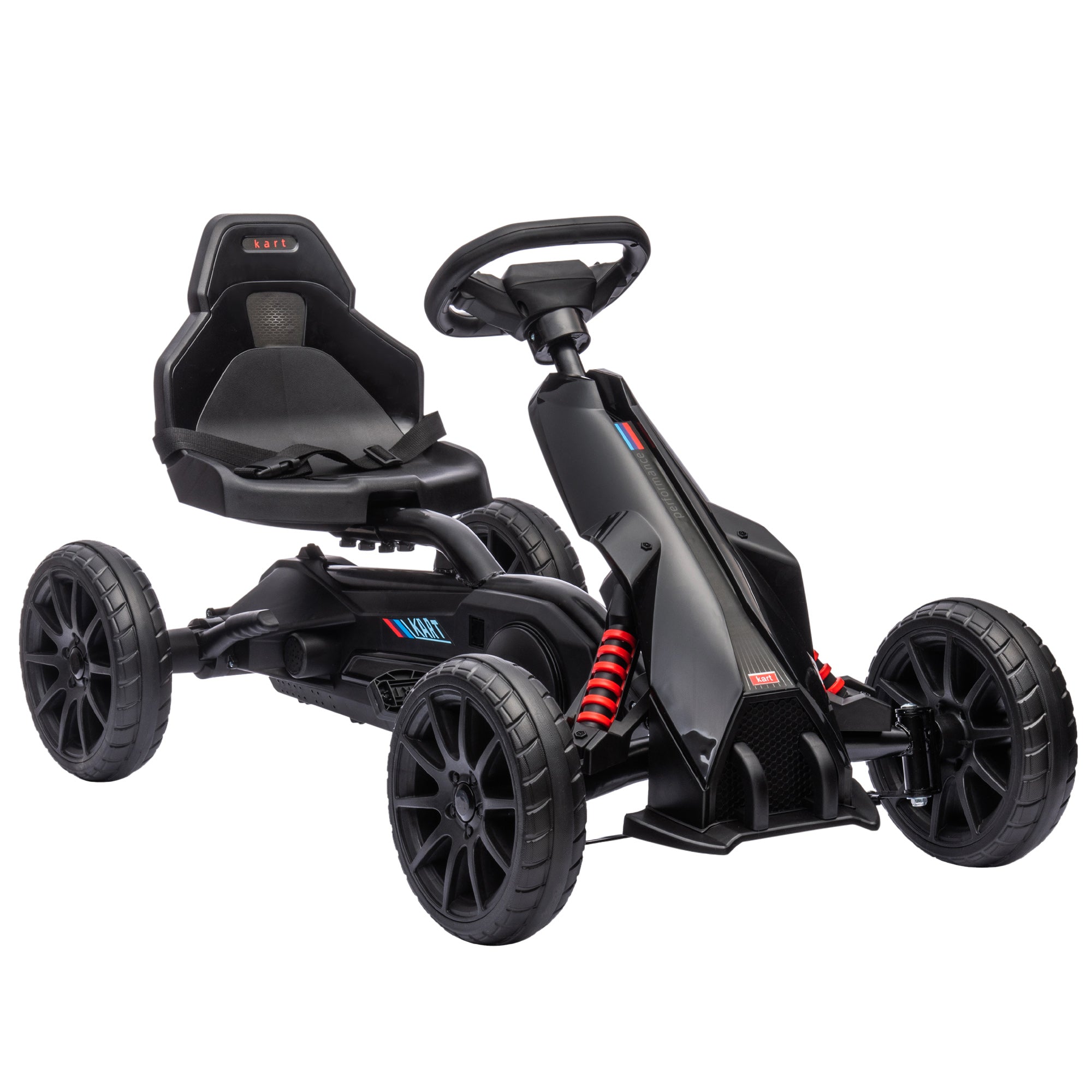 Go-Kart Pedal Car with Hand Brake, Adjustable Seat, Forward and Reverse Gears, Pedal Vehicle with EVA Wheels, Pedal, Kids Vehicle Kettcar for Children 3-8 Years Old Black