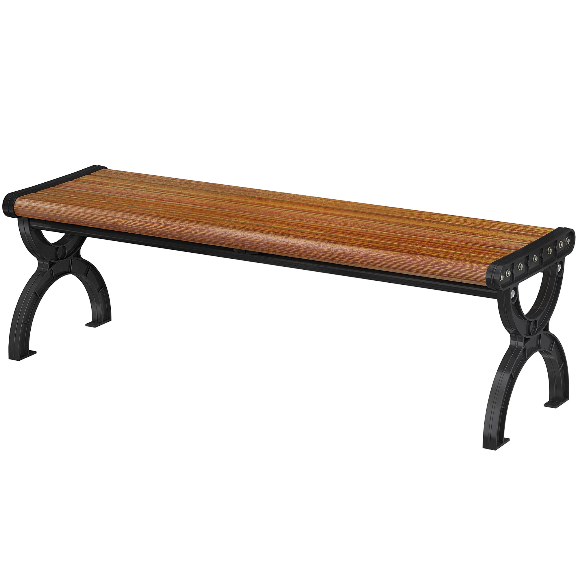 2-Seater Outdoor Garden Bench, Metal Frame with Slatted Seat for Patio & Terrace, 48.8 x 15.4 x 15.4 in, Brown