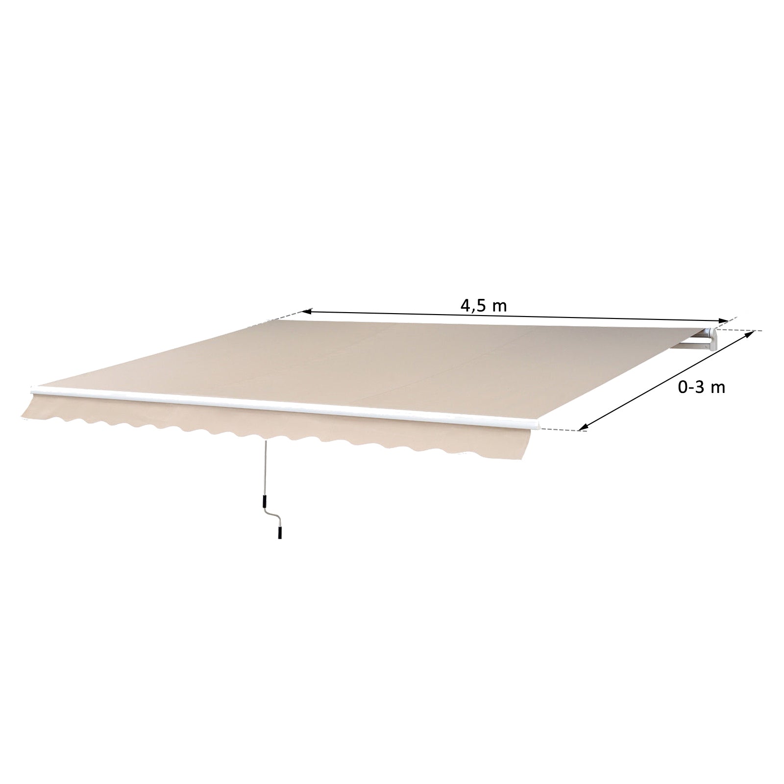 Articulated Arm Awning Adjustable Clamp Awning Terrace Awning 4.5 x 3m Sun Protection with Crank, Balcony Awning, Beige