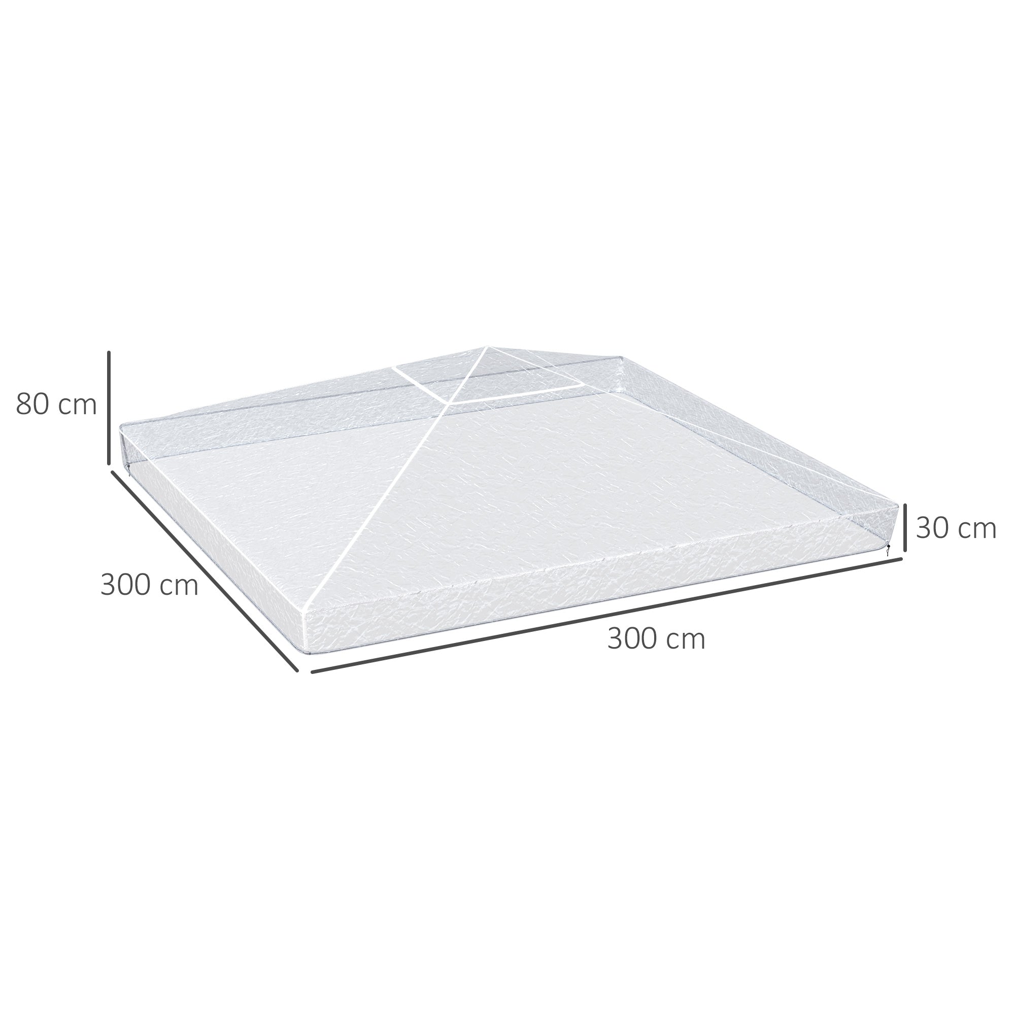 Pavilion Cover 3x3m, Waterproof Sturdy Winterproof Protective Cover, Replacement Roof for Garden Pavilion, Replacement Rain Shelter Tarpaulin for Garden Tent, Transparent