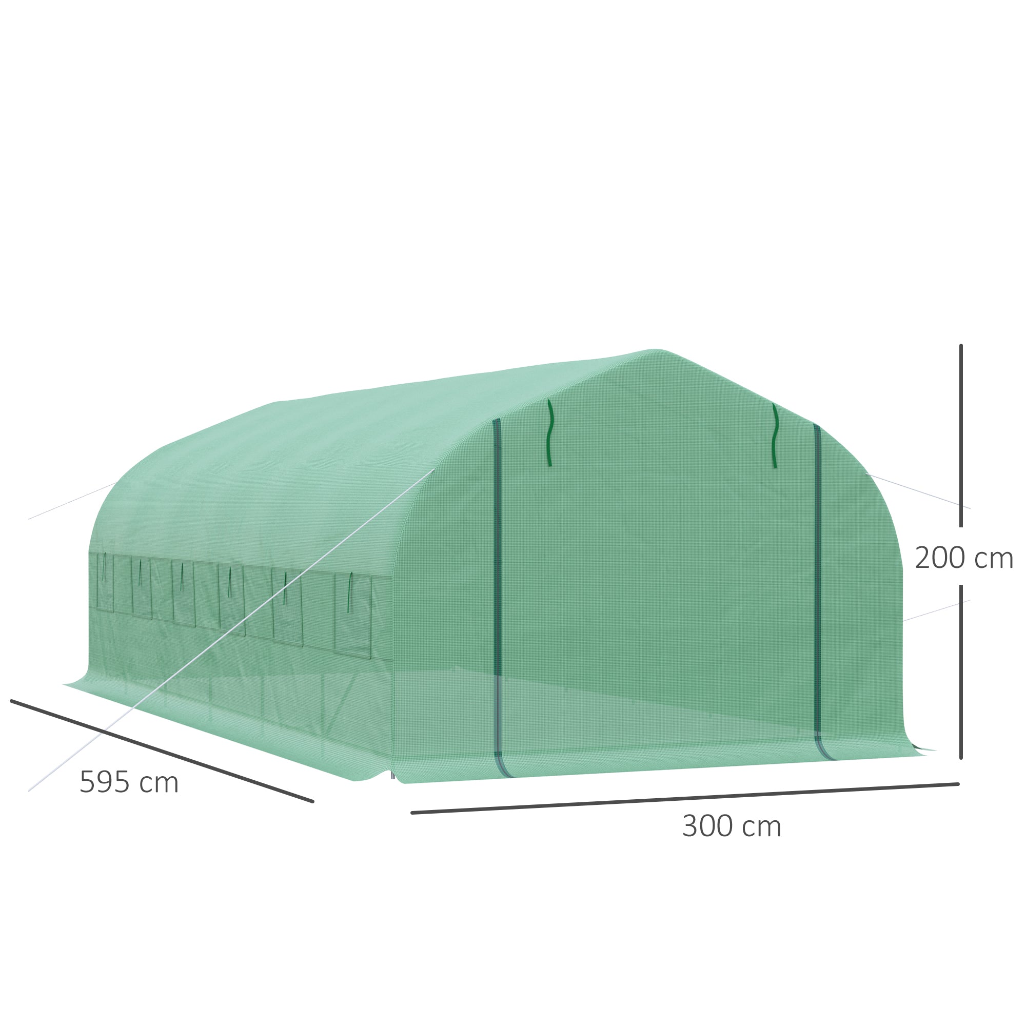 Outdoor Greenhouse Tunnel Greenhouse 6x3x2 m Large Garden Greenhouse with 12 Windows and Roll-Up Zipper Door Macro Metal Structure for Plant Cultivation Green