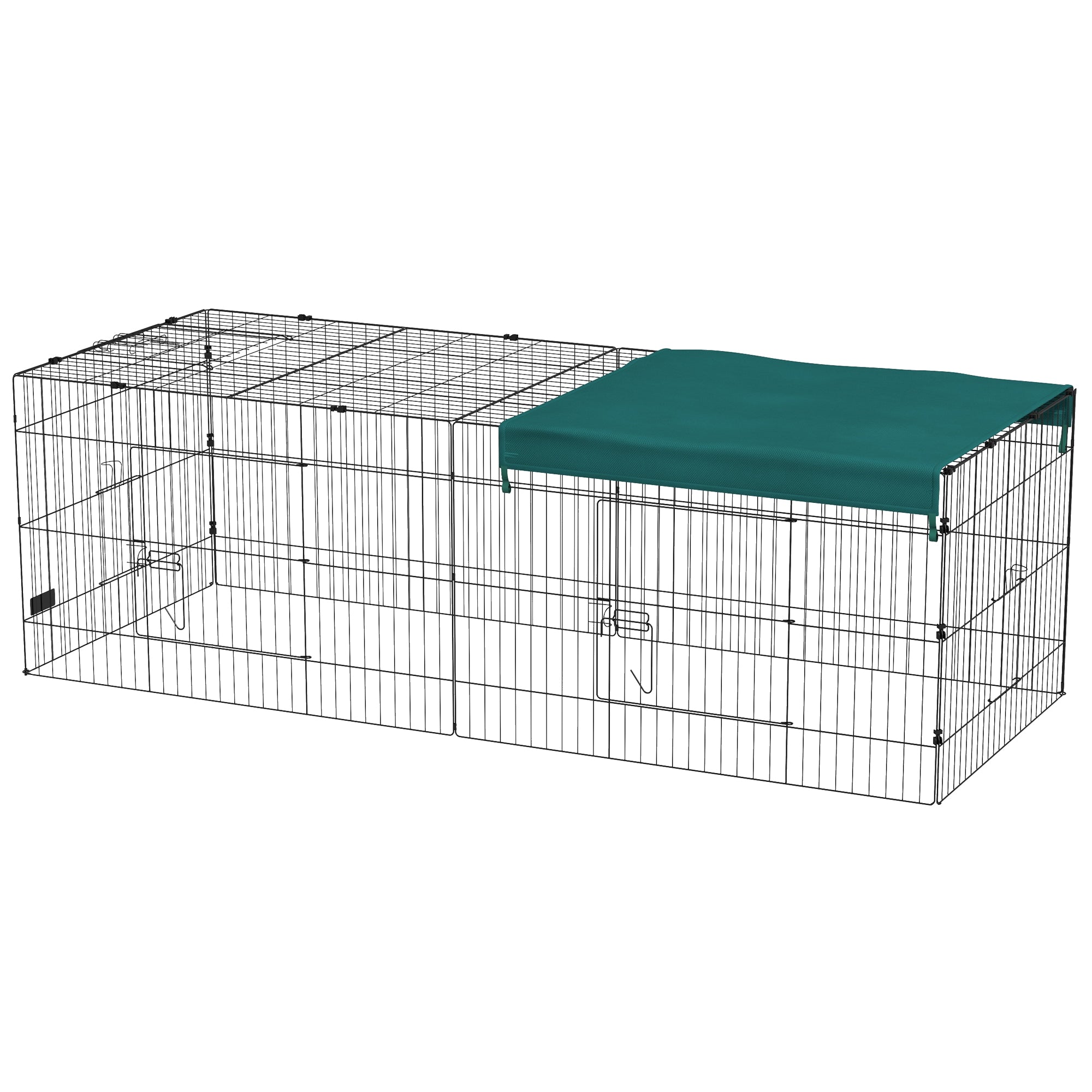 Modular Steel Enclosure with Cover for Rabbits Rodents Small Animals Indoor Outdoor 220L x 85W x 70H cm Green