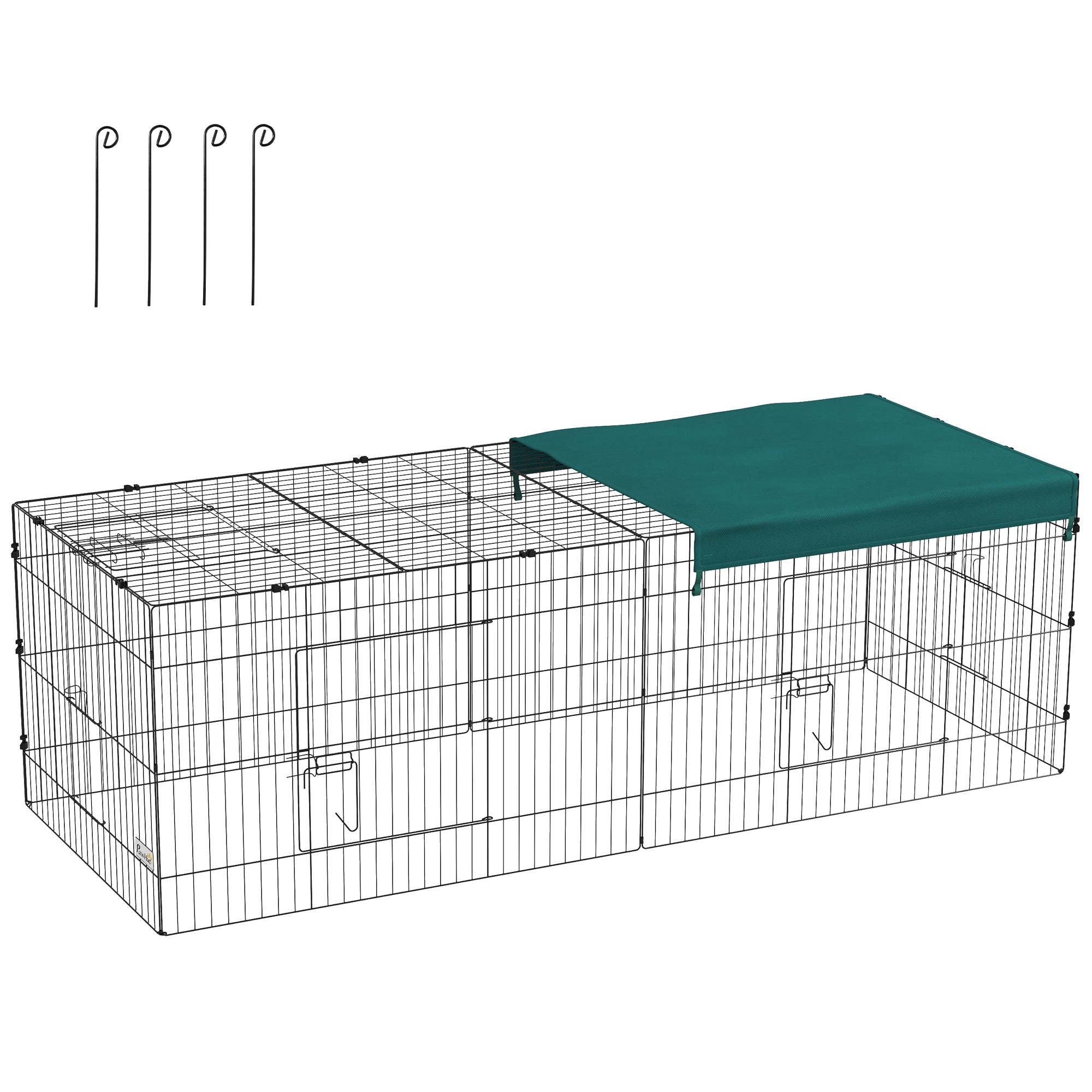 Modular Steel Enclosure with Cover for Rabbits Rodents Small Animals Indoor Outdoor 220L x 85W x 70H cm Green