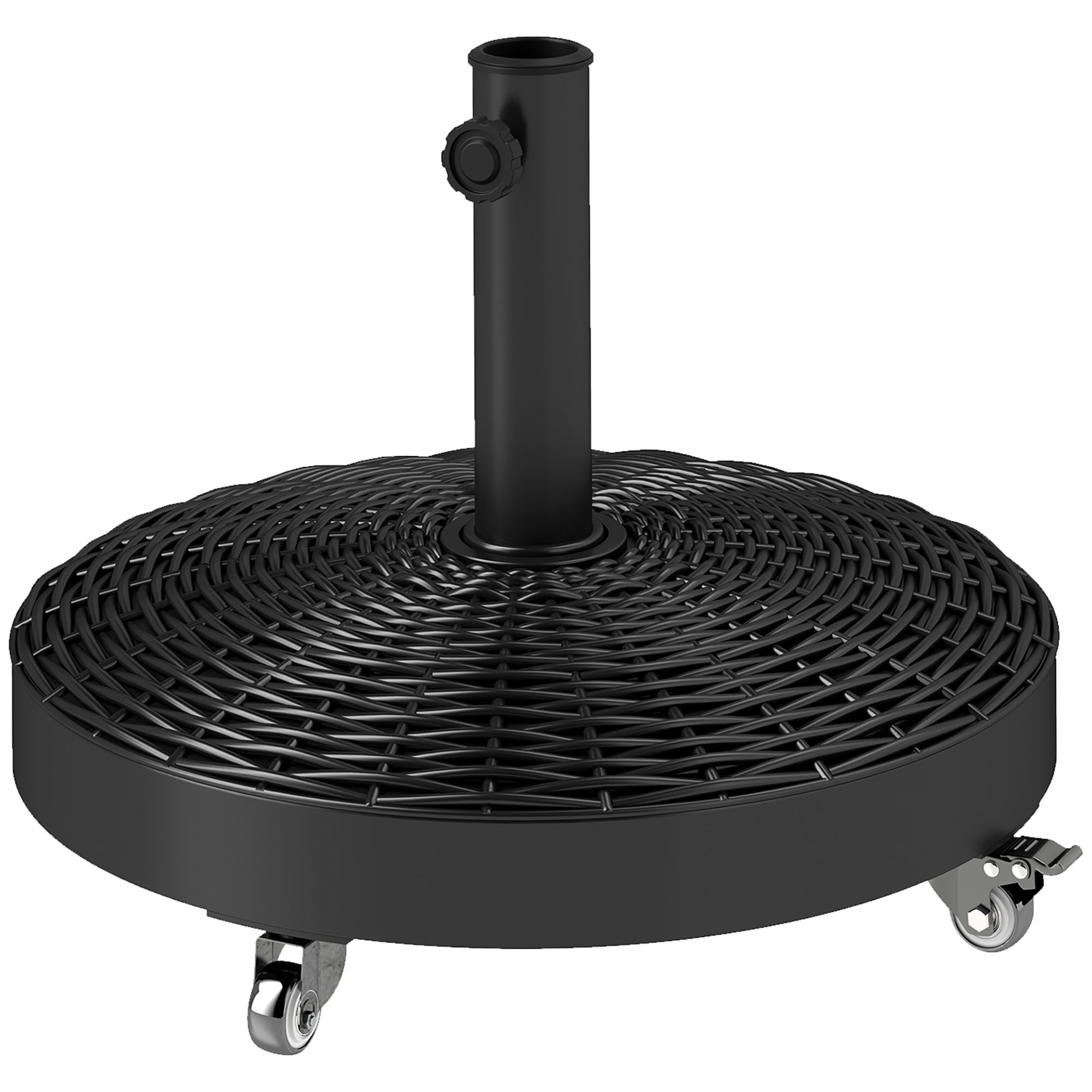 Round Umbrella Base Umbrella Stand with Wheels Umbrella Stand with 25 kg Cement Filling for Garden Terrace Black