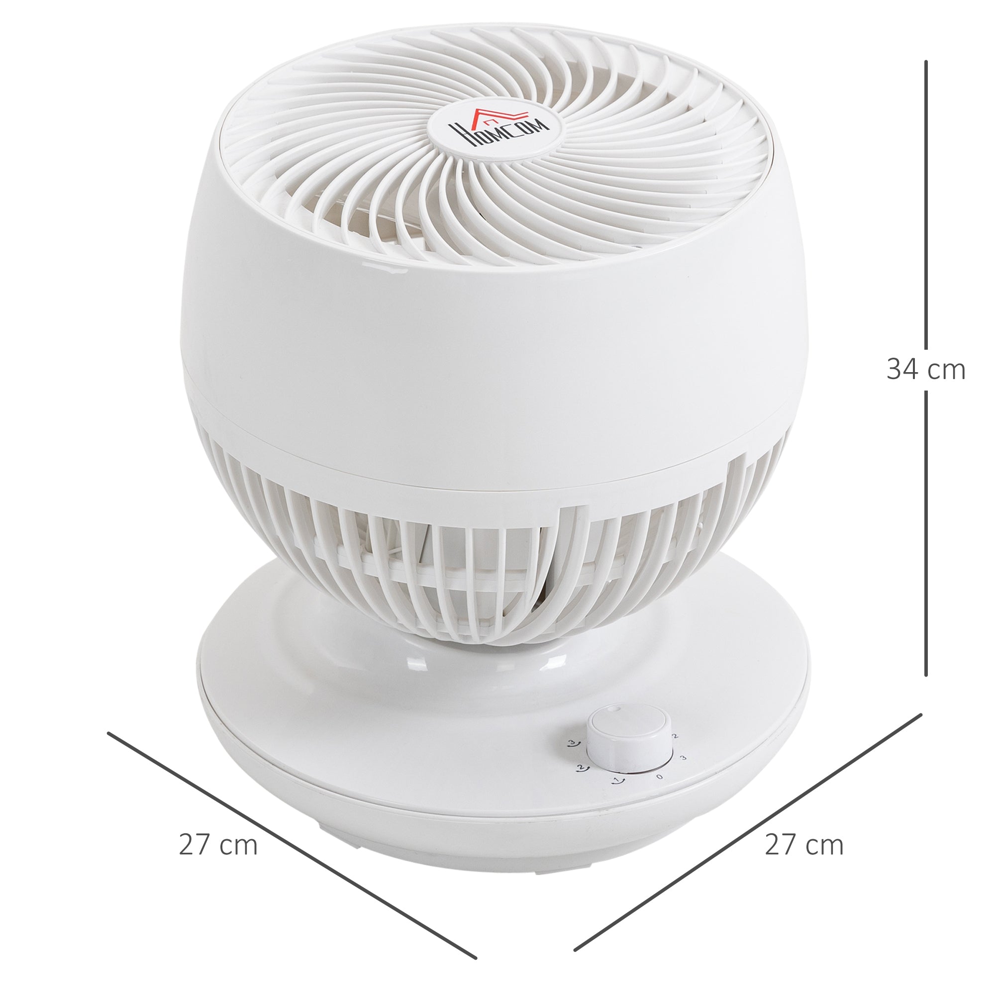 Mini Table Fan, Powerful Silent 45W Fan, 3 Speeds, 70° Multi-Directional Oscillation, 90° Tilt, Air Circulation Fan for Bedroom, Living Room, White