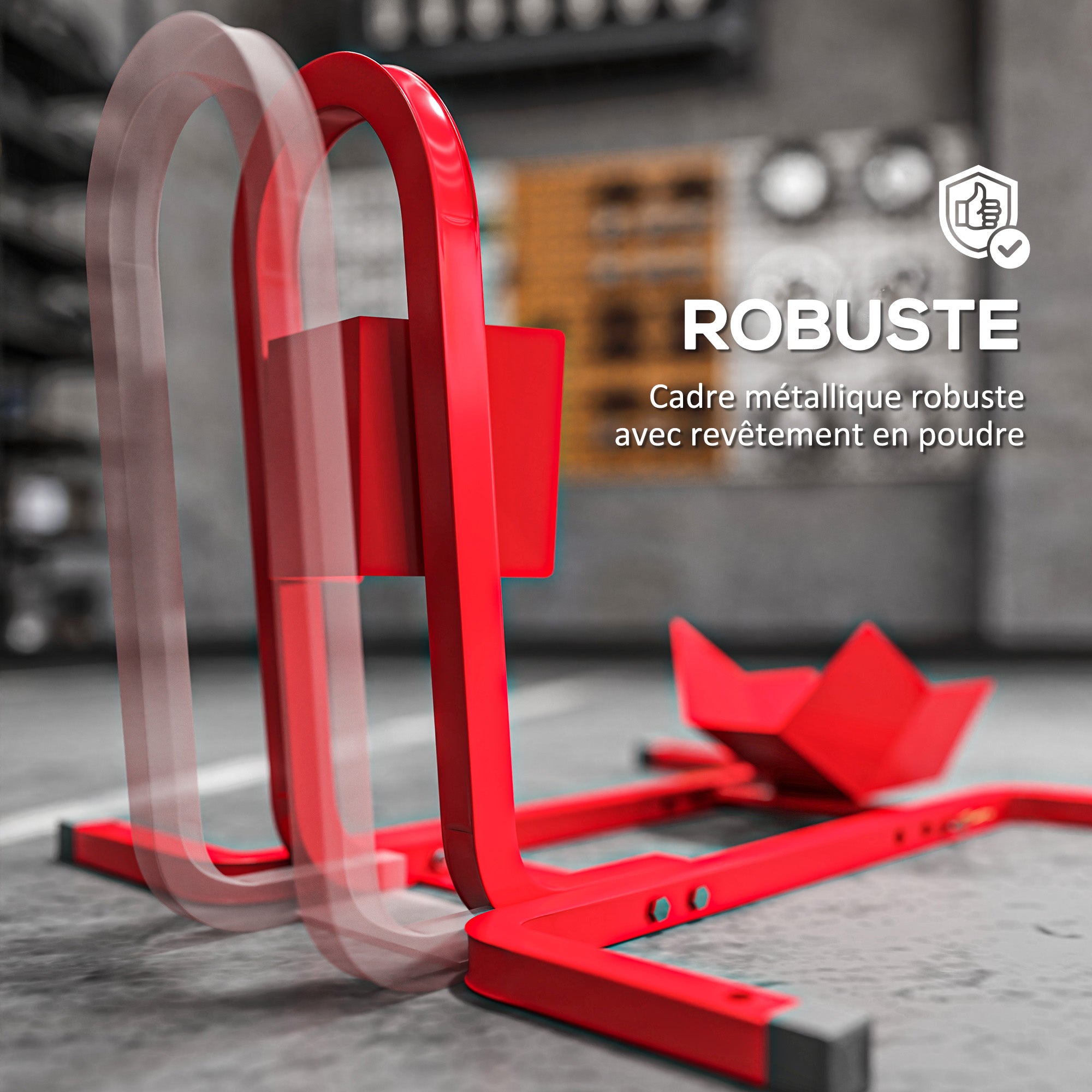 Motorcycle lift stand workshop wheel support motorcycle stand motorcycle stand - wheel chock 17 to 21 inches red epoxy metal