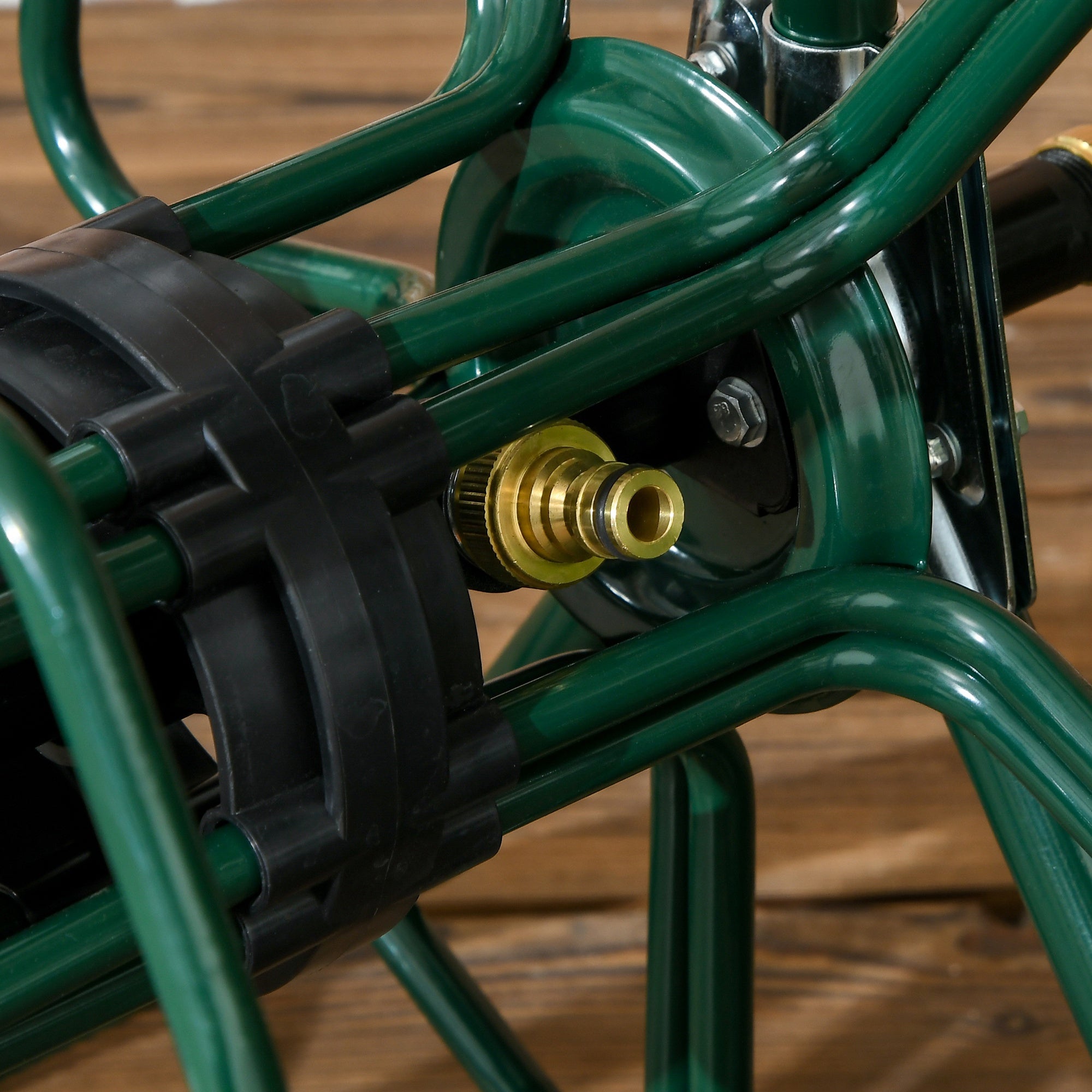 Hose Reel Cart with Wheels, 30m of Ø16mm Hose, Hose Reel Cart, Non-slip Handle, Metal, Green