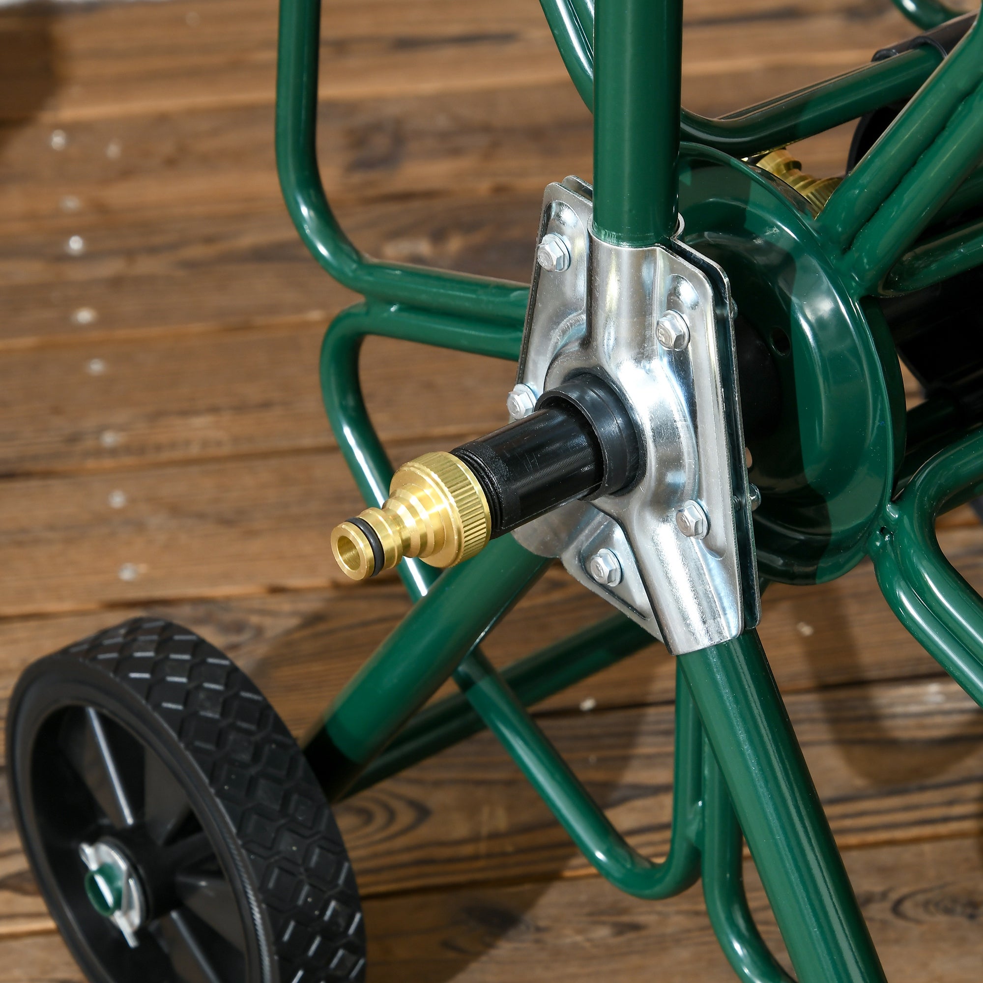 Hose Reel Cart with Wheels, 30m of Ø16mm Hose, Hose Reel Cart, Non-slip Handle, Metal, Green