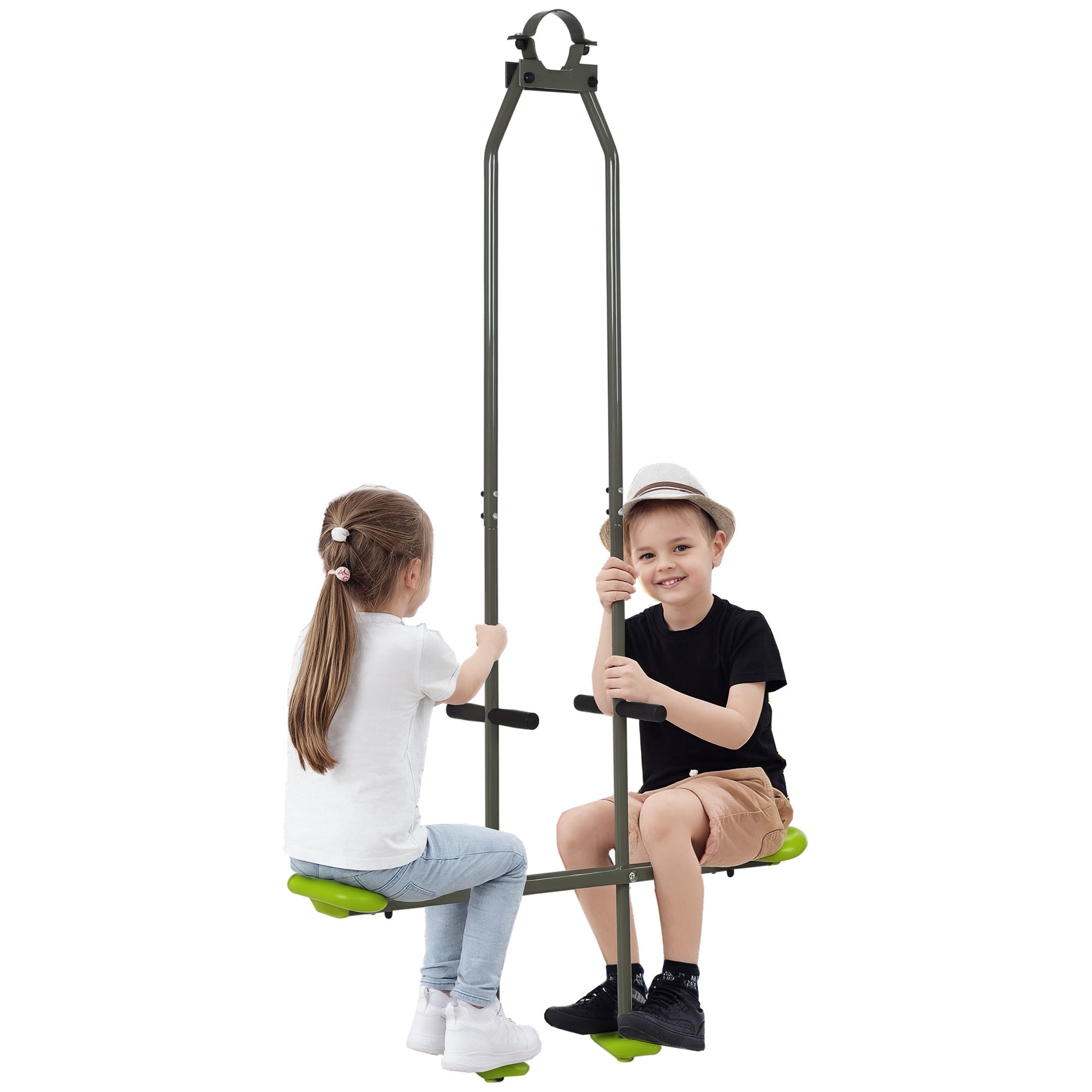 Face-to-Face Swing Set for Children in Steel and Plastic for Swing Frame - 3 to 6 years old green